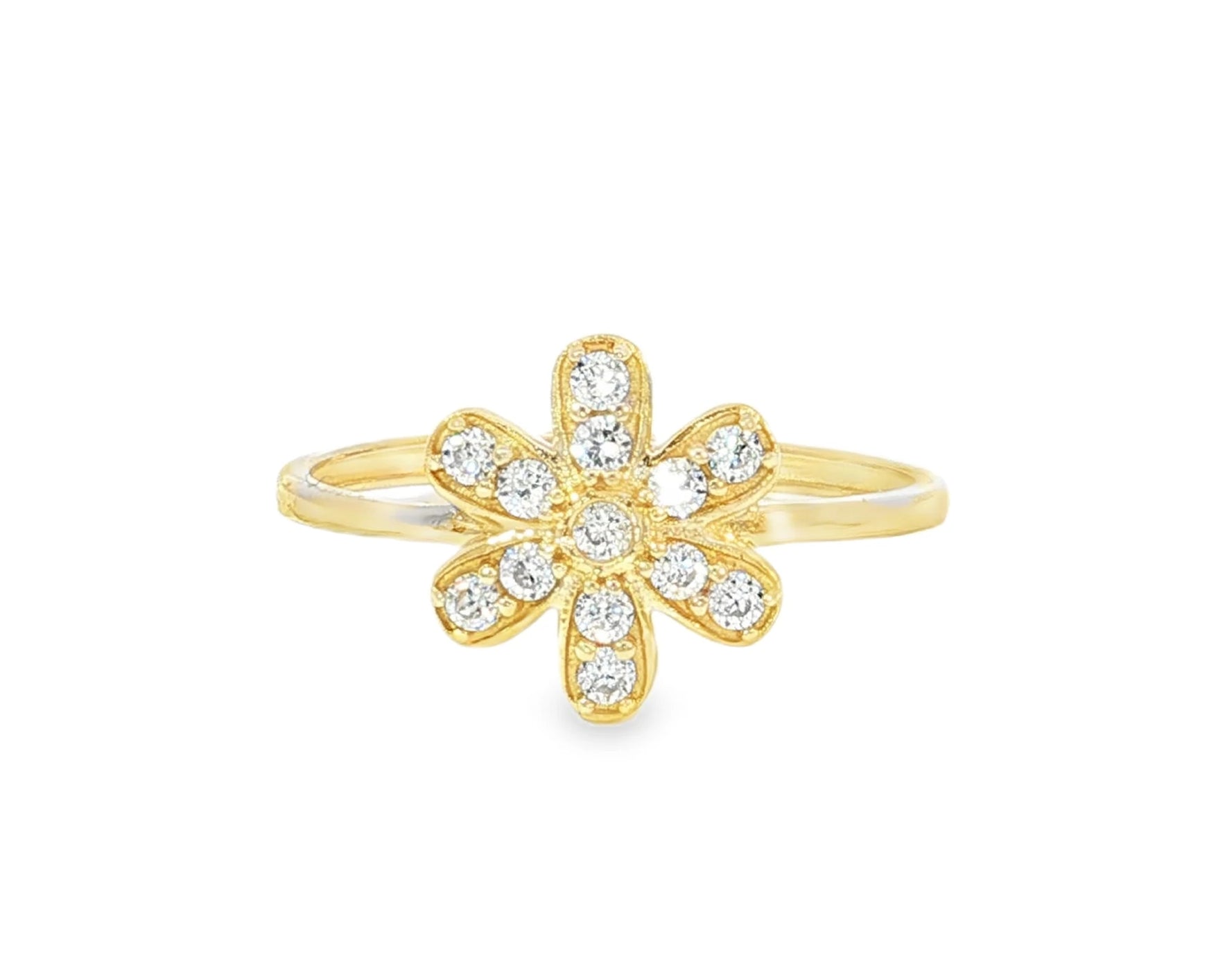 10K Gold Floral Pavé Cubic Zirconia Ring – lifestyle 2954