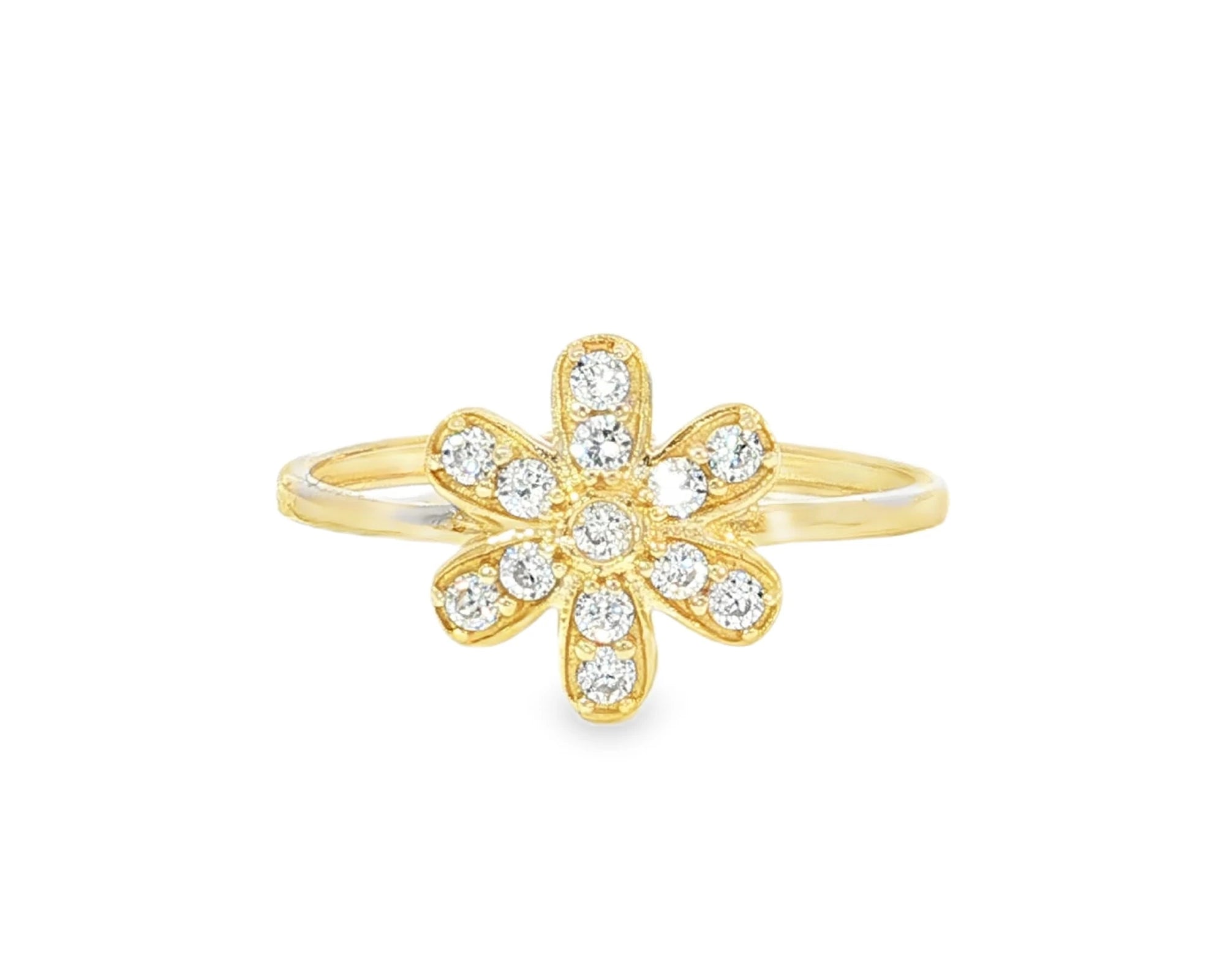 10K Gold Floral Pavé Cubic Zirconia Ring – lifestyle 2954