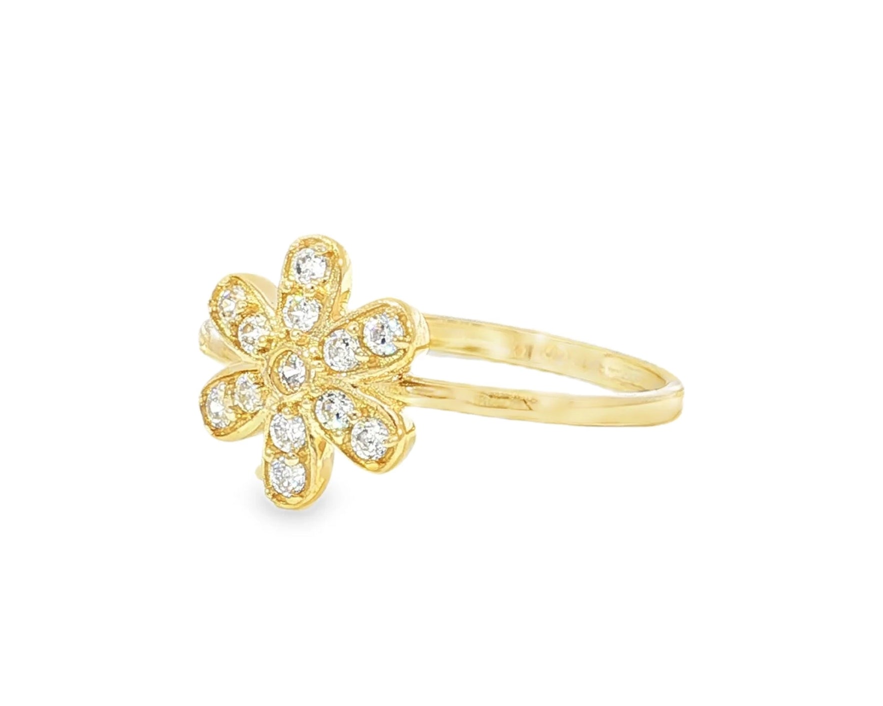10K Gold Floral Pavé Cubic Zirconia Ring – lifestyle 2955