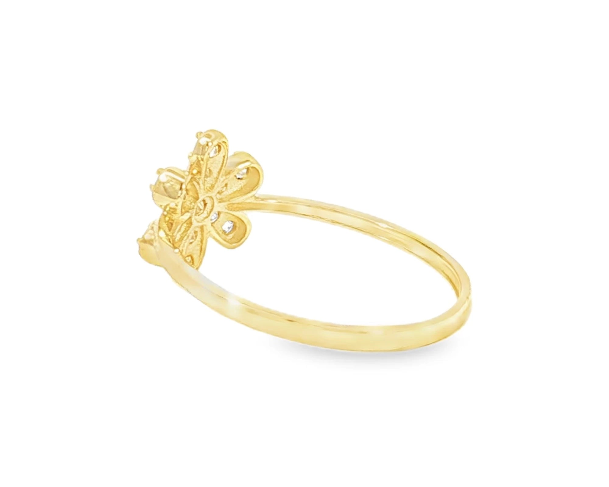 10K Gold Floral Pavé Cubic Zirconia Ring – lifestyle 2957