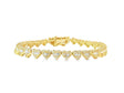 10k Gold Heart-Link Diamond Bracelet with Baguette & Round Diamonds 1.91ct