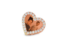 10k Gold Heart Memory Photo Ring with Round Diamonds 4.3 ct