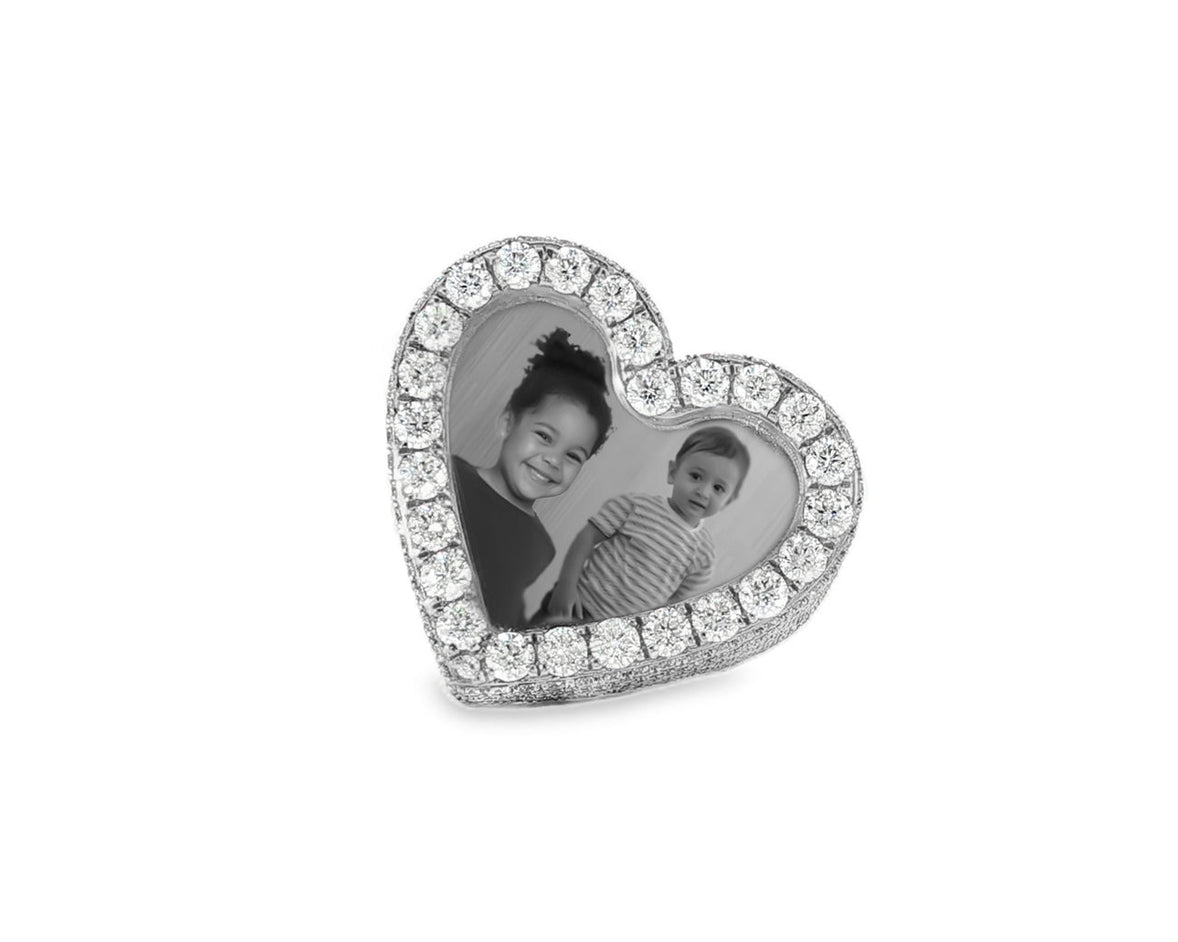 10k Gold Heart Memory Photo Ring with Round Diamonds 4.3 ct - AVI THE JEWELER