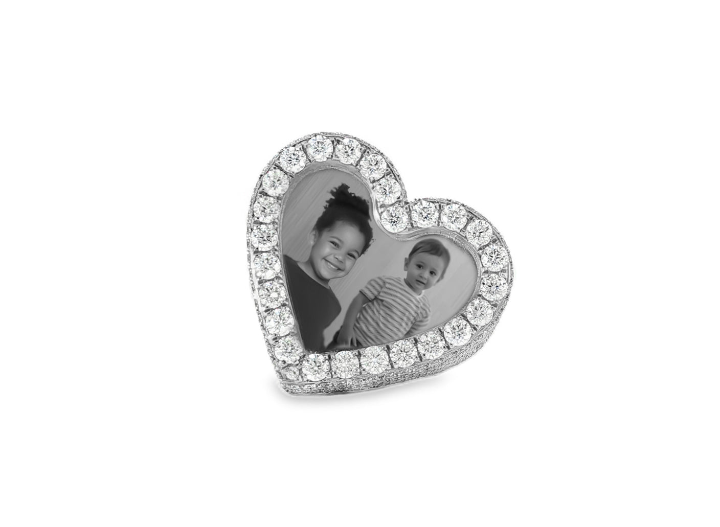 10k Gold Heart Memory Photo Ring with Round Diamonds 4.3 ct - AVI THE JEWELER