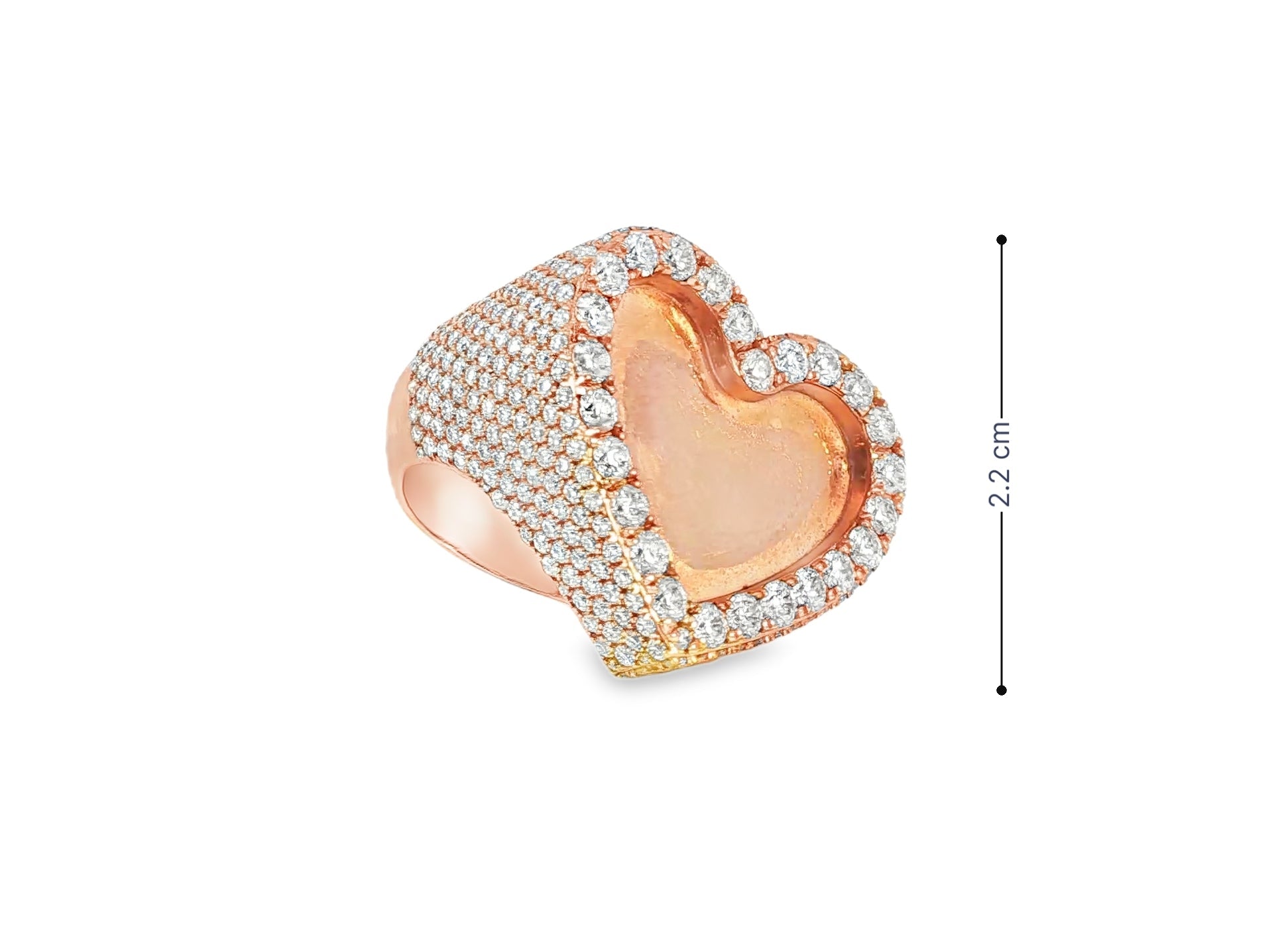 10k Gold Heart Memory Photo Ring with Round Diamonds 4.3 ct - AVI THE JEWELER