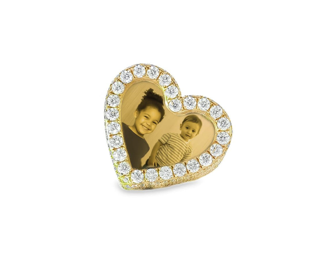 10k Gold Heart Memory Photo Ring with Round Diamonds 4.3 ct - AVI THE JEWELER