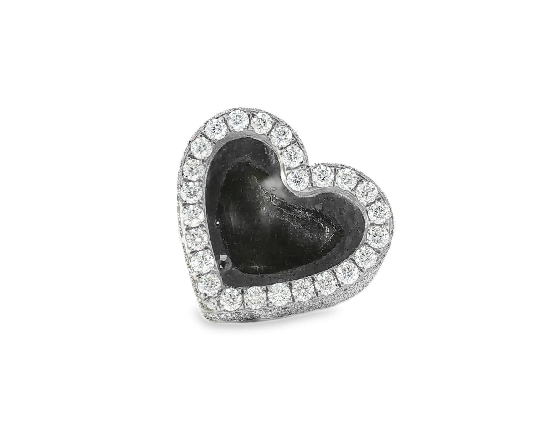 10k Gold Heart Memory Photo Ring with Round Diamonds 4.3 ct - AVI THE JEWELER