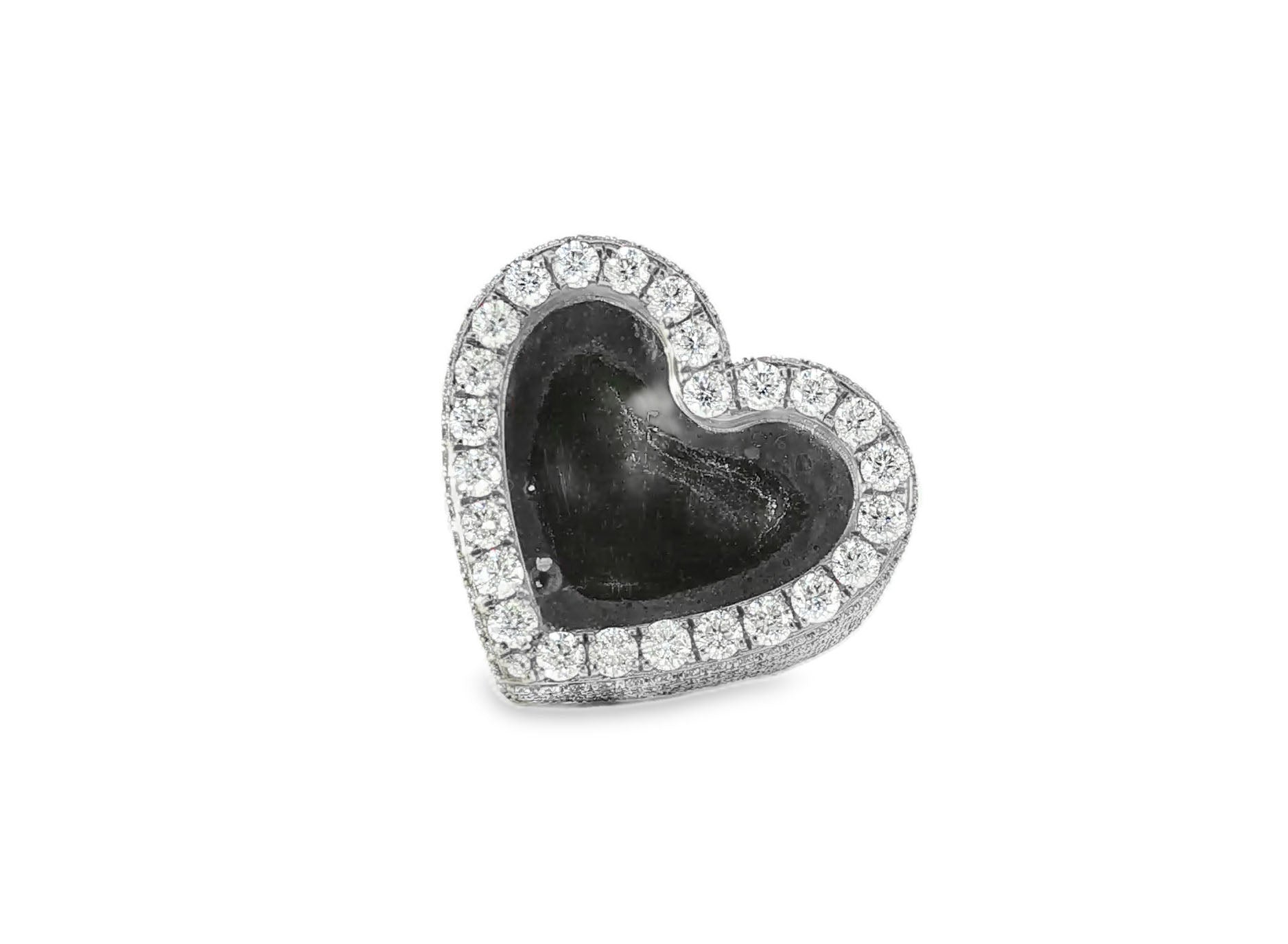 10k Gold Heart Memory Photo Ring with Round Diamonds 4.3 ct - AVI THE JEWELER