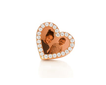 10k Gold Heart Memory Photo Ring with Round Diamonds 4.3 ct