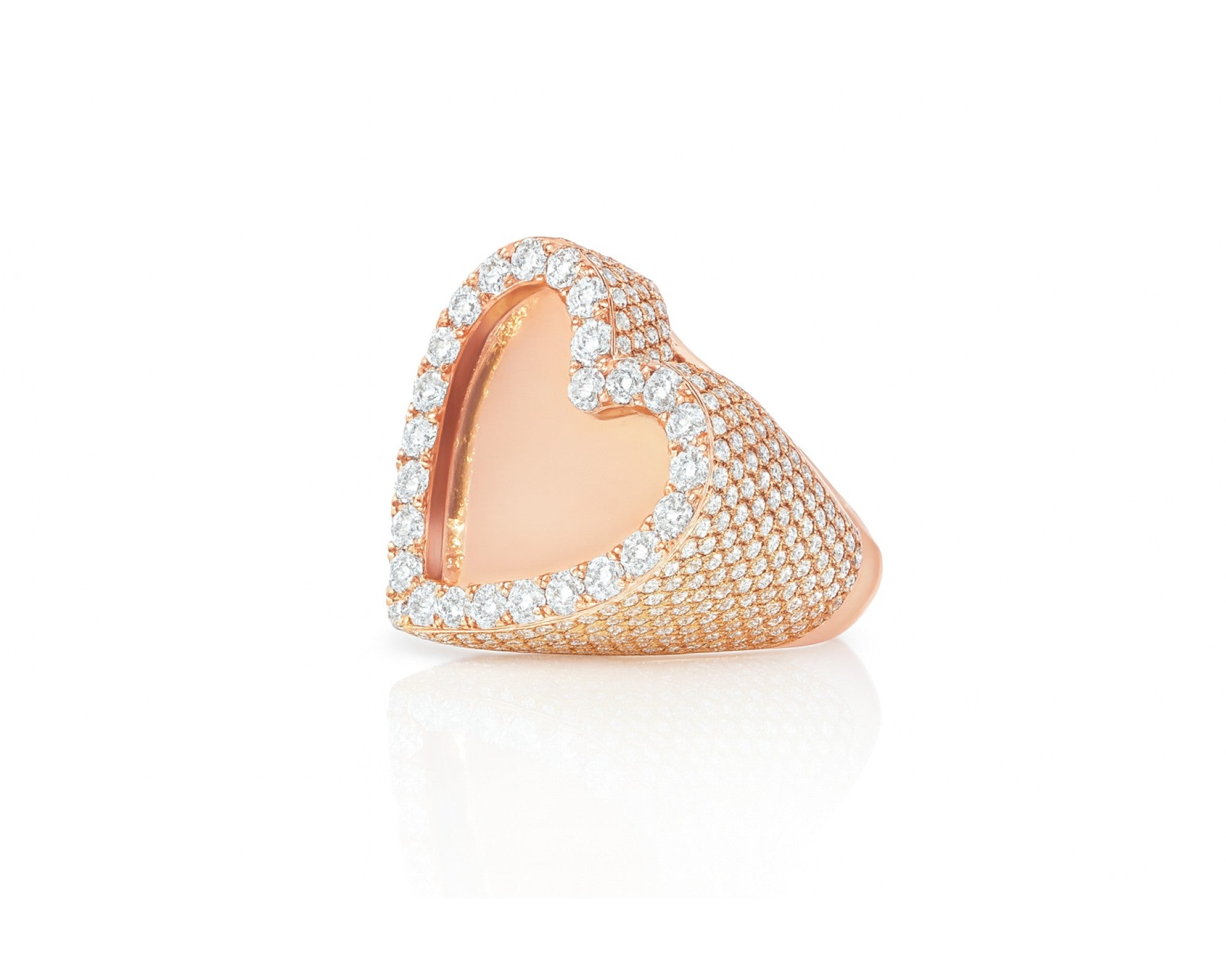 10k Gold Heart Memory Photo Ring with Round Diamonds 4.3 ct – lifestyle 1197