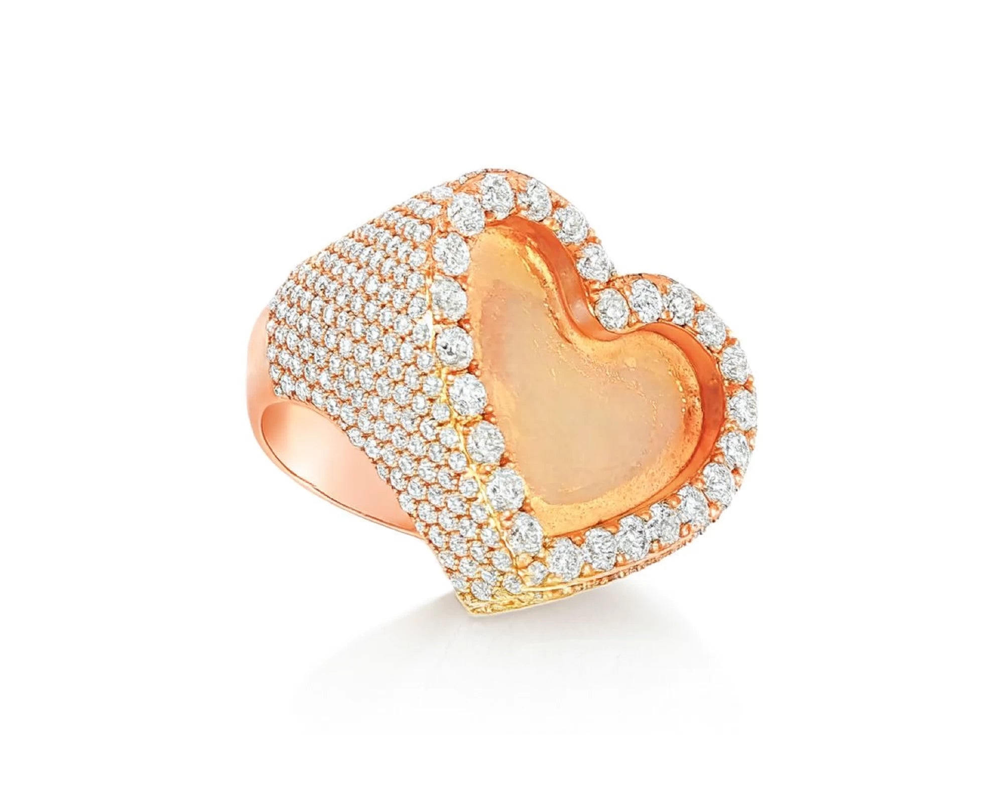 10k Gold Heart Memory Photo Ring with Round Diamonds 4.3 ct – lifestyle 1203