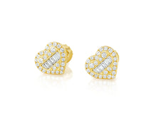 10K Gold Heart Stud Earrings with Mixed Diamond Accents 0.33 CT