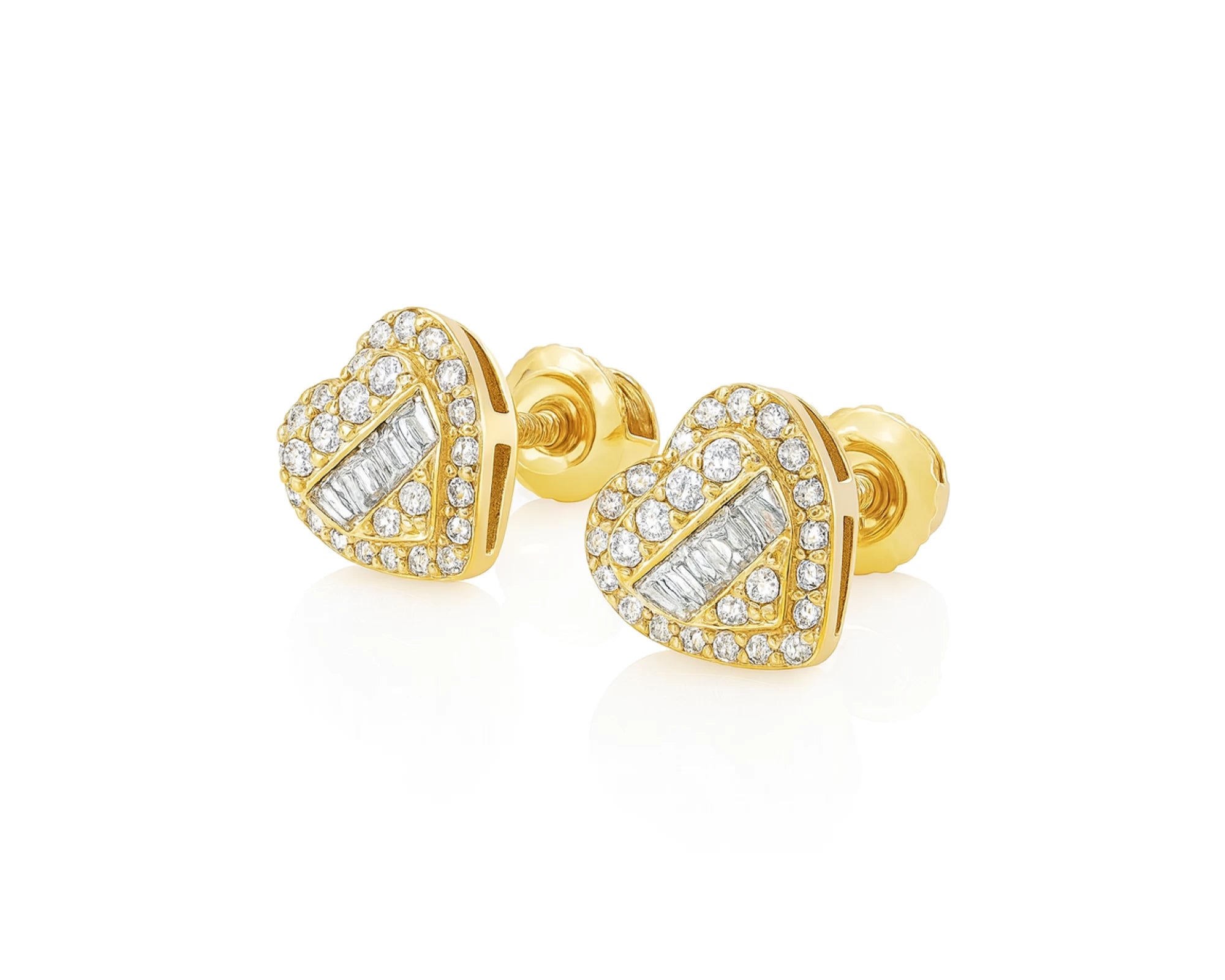 10K Gold Heart Stud Earrings with Mixed Diamond Accents 0.33 CT – lifestyle 3472