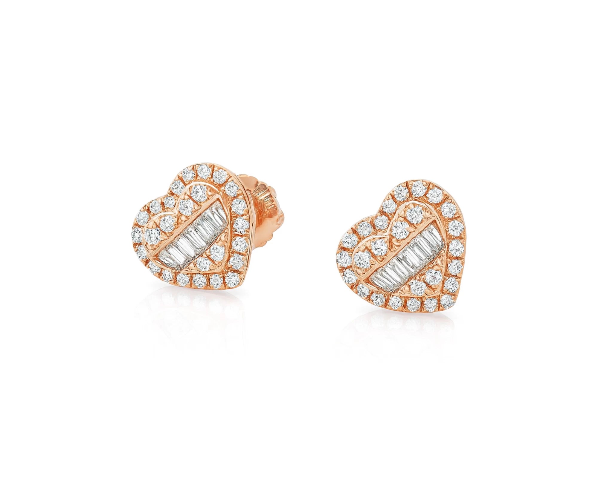 10K Gold Heart Stud Earrings with Mixed Diamond Accents 0.33 CT – lifestyle 3473