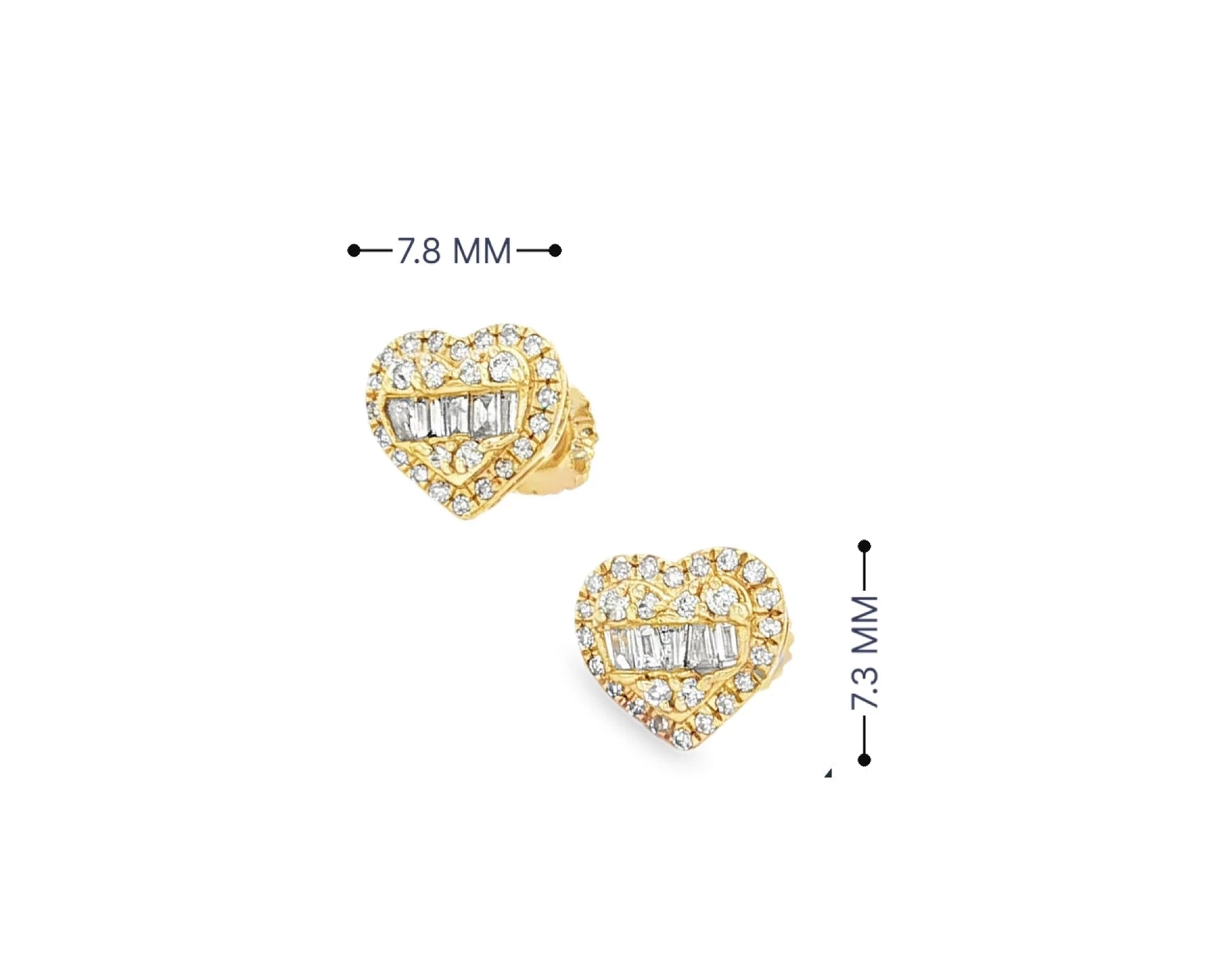 10K Gold Heart Stud Earrings with Mixed Diamond Accents 0.33 CT – view 6