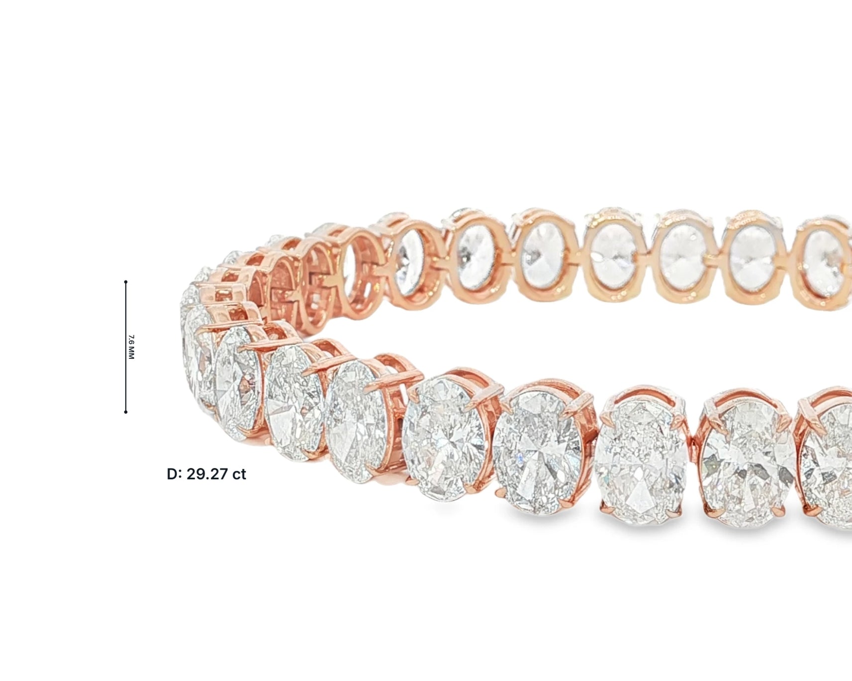 10K Gold Lab Diamond Oval Link Bracelet Elegant Design 29.27 CT – front view