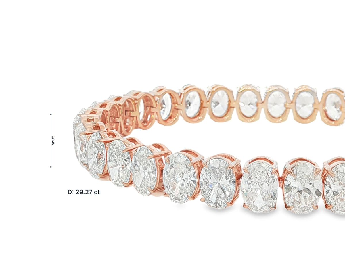 10K Gold Lab Diamond Oval Link Bracelet Elegant Design 29.27 CT – front view