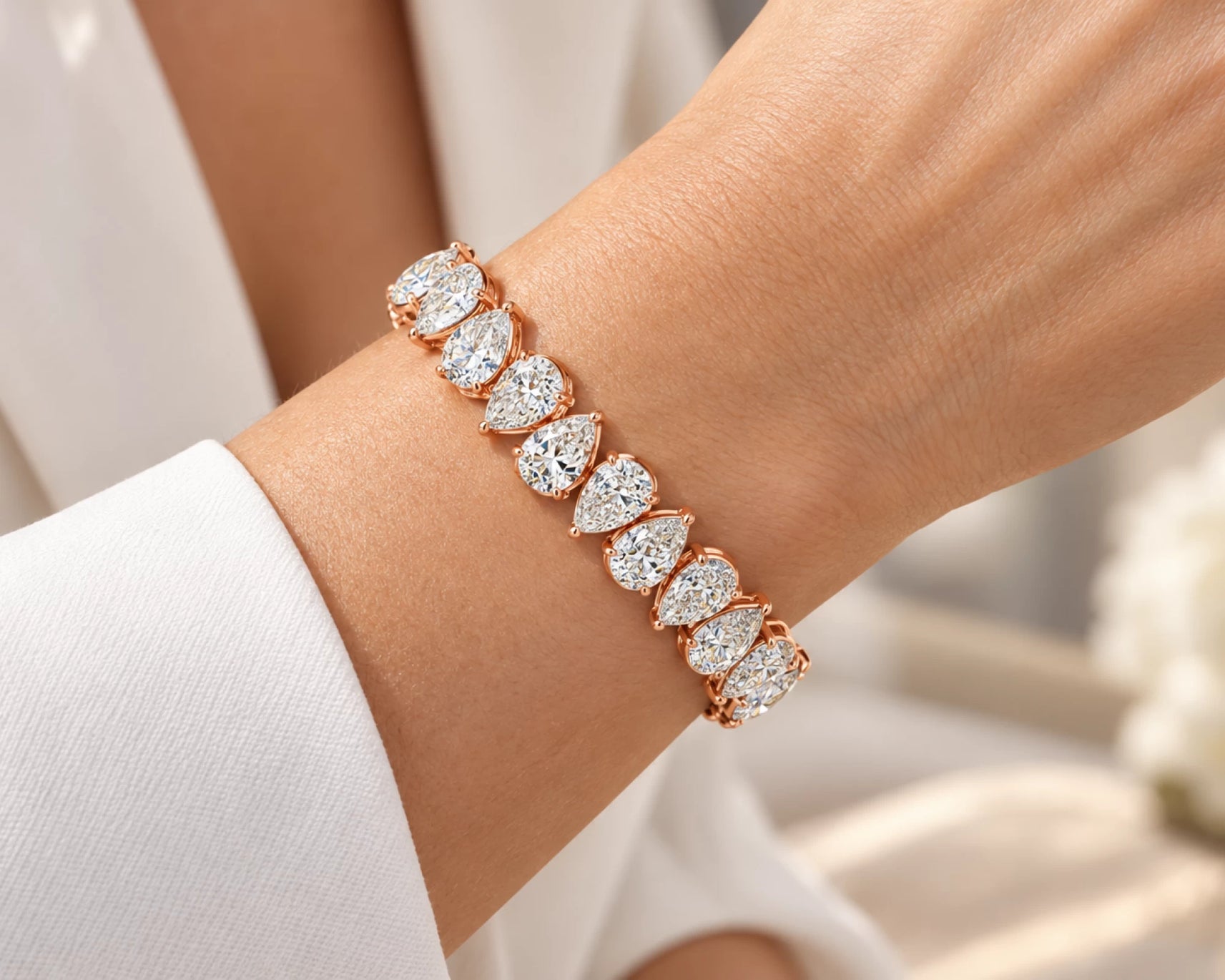 10K Gold Lab Diamond Pear Shape Bracelet Elegant Design 27.64 CT – lifestyle 5036