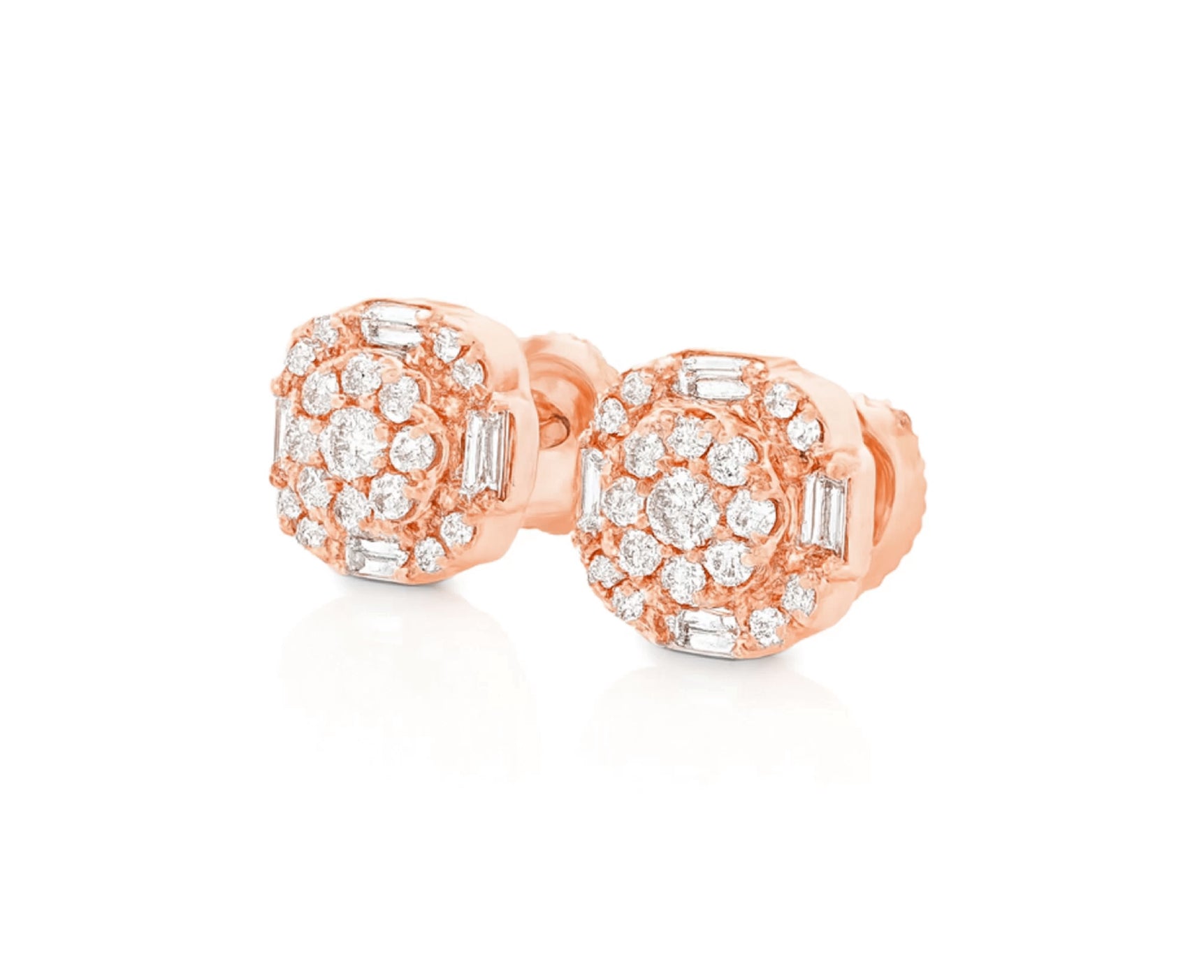 10K Gold Natural Diamond Cluster Earrings Round Design 0.60 CT