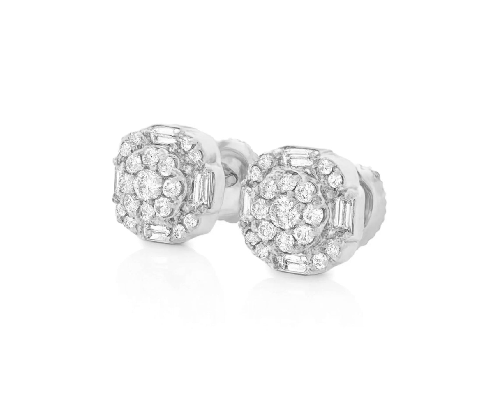 10K Gold Natural Diamond Cluster Earrings Round Design 0.60 CT