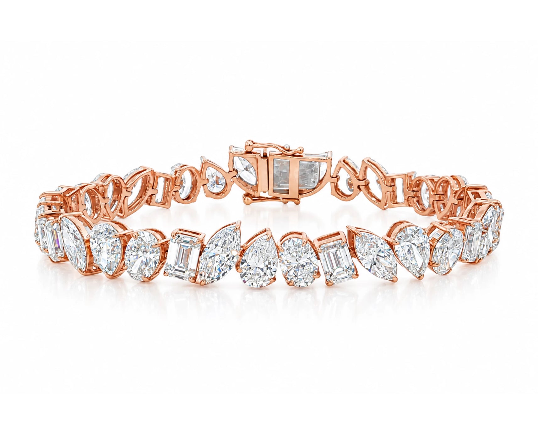 10K Gold Lab Diamond Tennis Bracelet Oval and Baguette 24.90 CT – lifestyle 5019