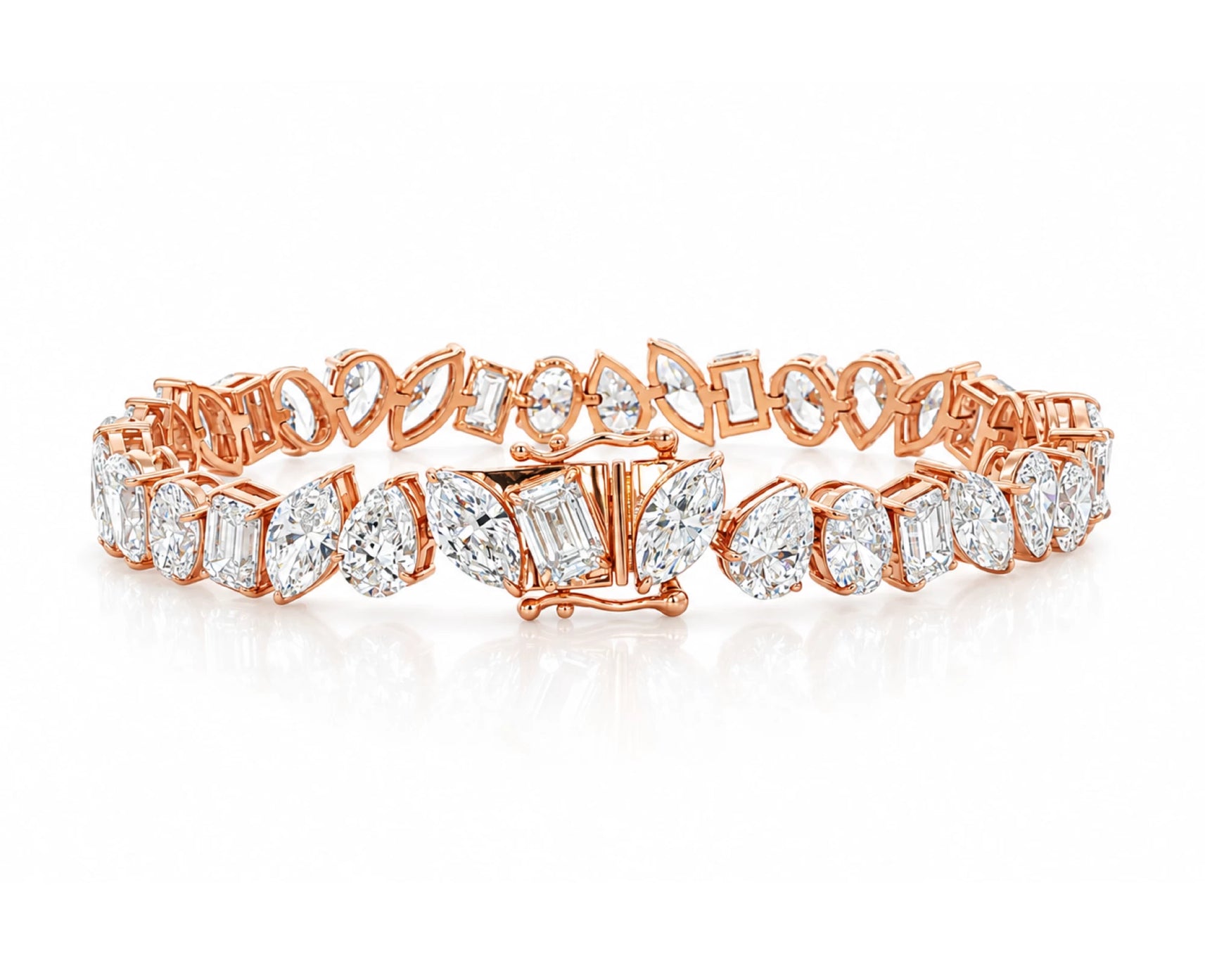 10K Gold Lab Diamond Tennis Bracelet Oval and Baguette 24.90 CT – lifestyle 5020