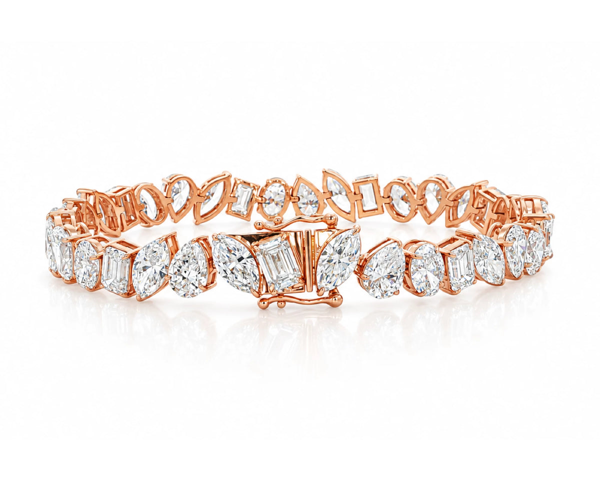10K Gold Lab Diamond Tennis Bracelet Oval and Baguette 24.90 CT – lifestyle 5020