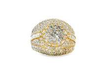 10K Gold Large Dome Ring with Baguette and Round Cut 5.50ct
