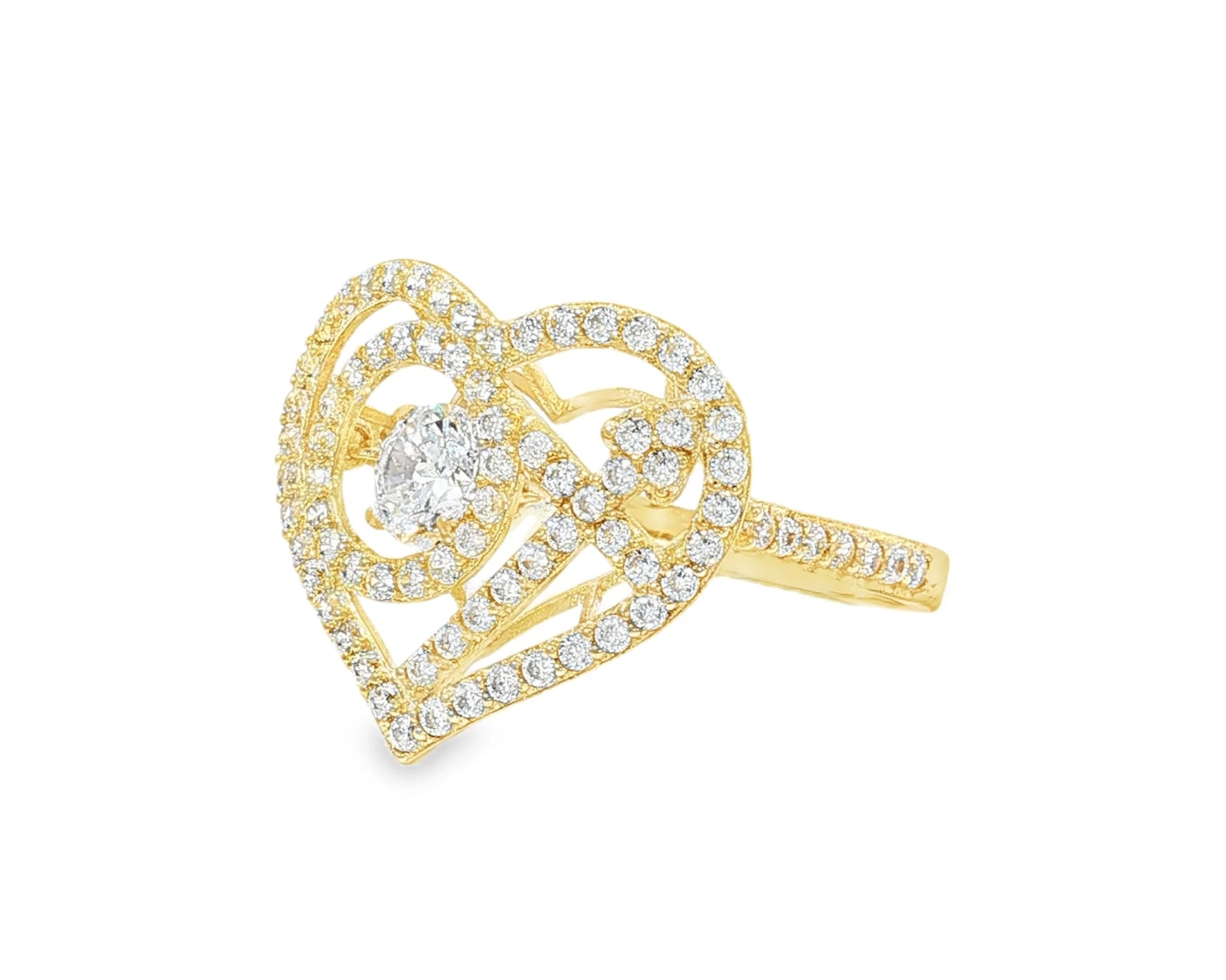 10K Gold Large Open Heart Halo Cubic Zirconia Ring – lifestyle 2850