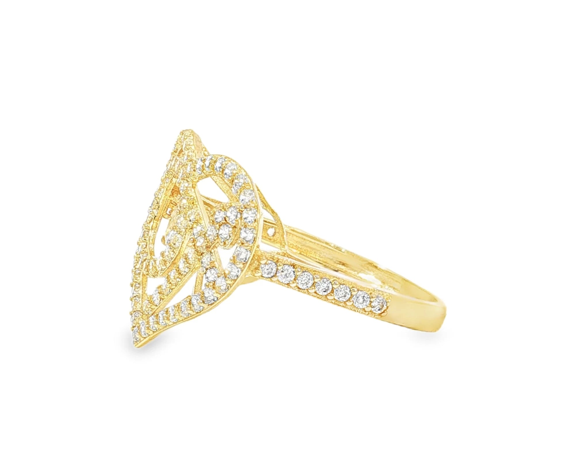 10K Gold Large Open Heart Halo Cubic Zirconia Ring – lifestyle 2851