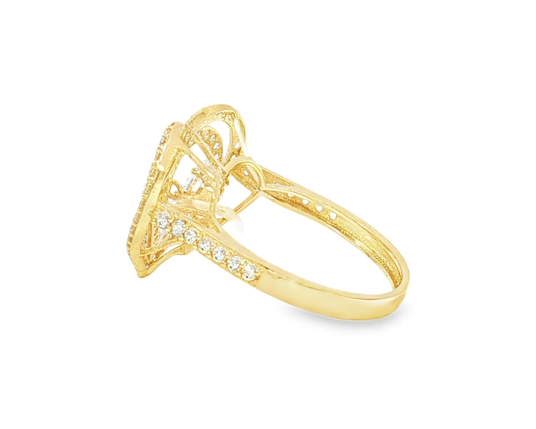 10K Gold Large Open Heart Halo Cubic Zirconia Ring – lifestyle 2852