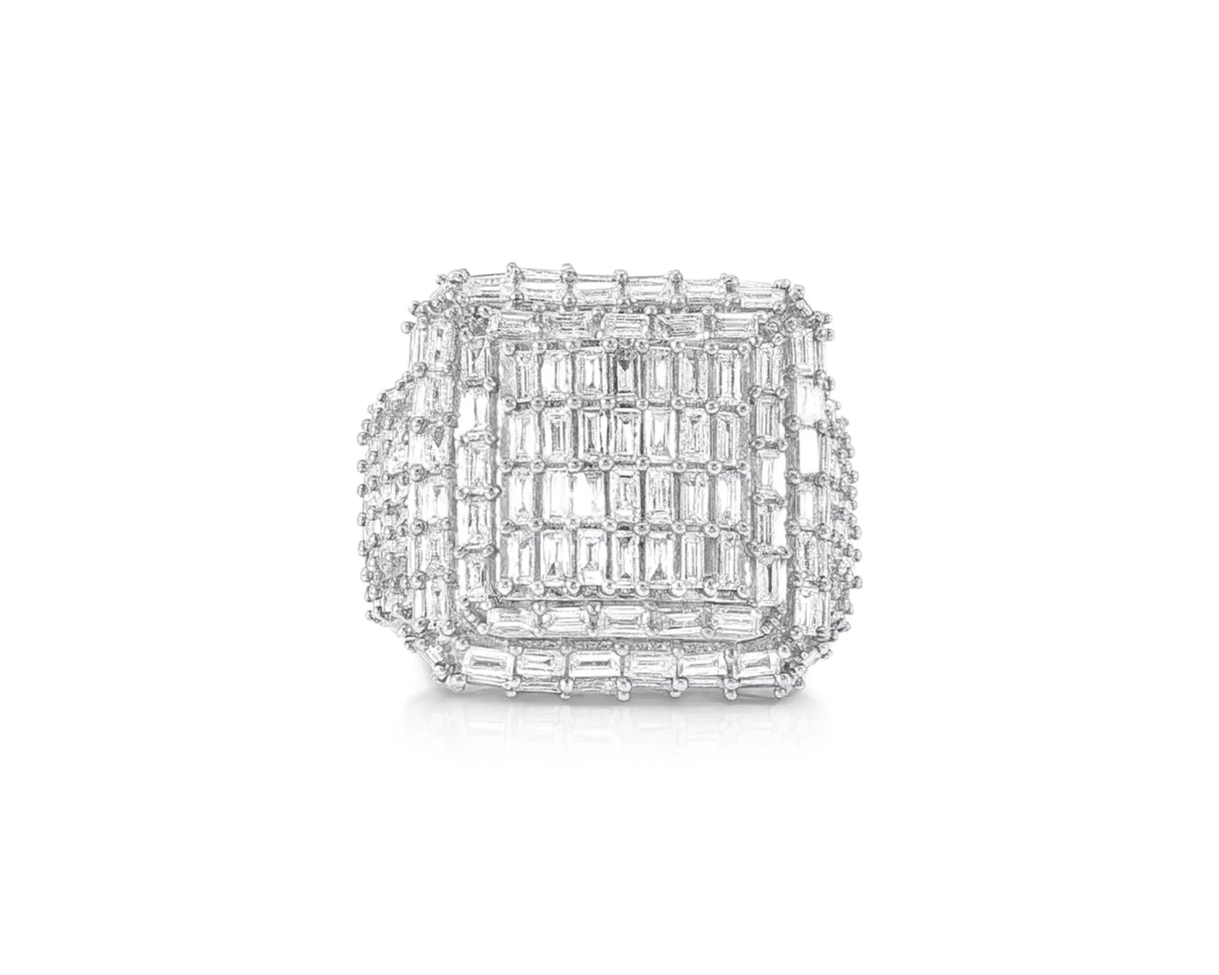 10k Gold Large Square Ring with Baguette and Round Diamonds 3.50ct – lifestyle 1225