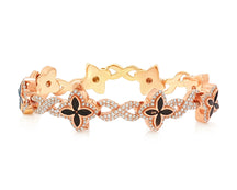 10K Gold Men’s Floral Link Bracelet with Black Ruby & Diamond Pavé 3.75 CT