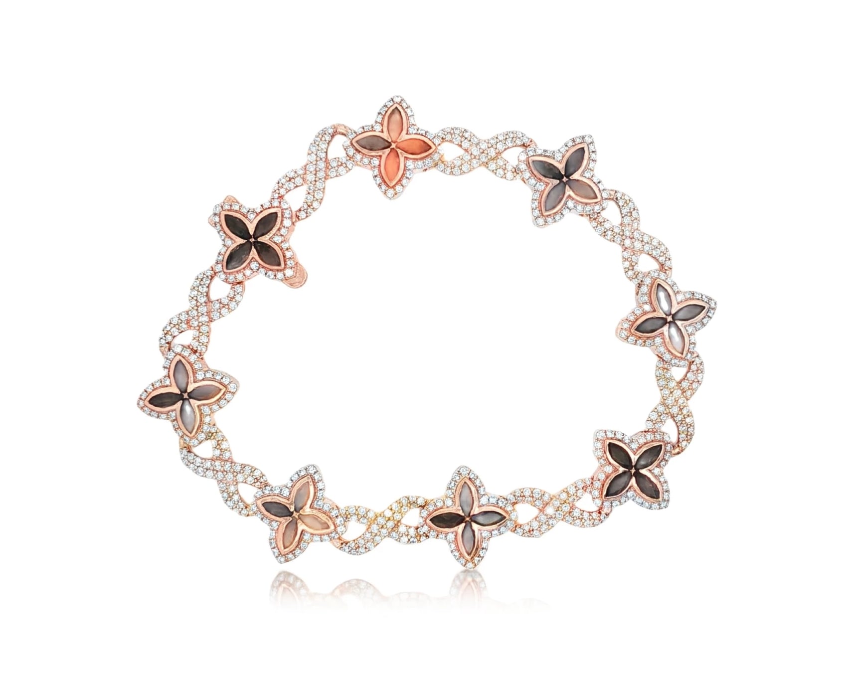 10K Gold Men’s Floral Link Bracelet with Black Ruby & Diamond Pavé 3.75 CT – lifestyle 4347