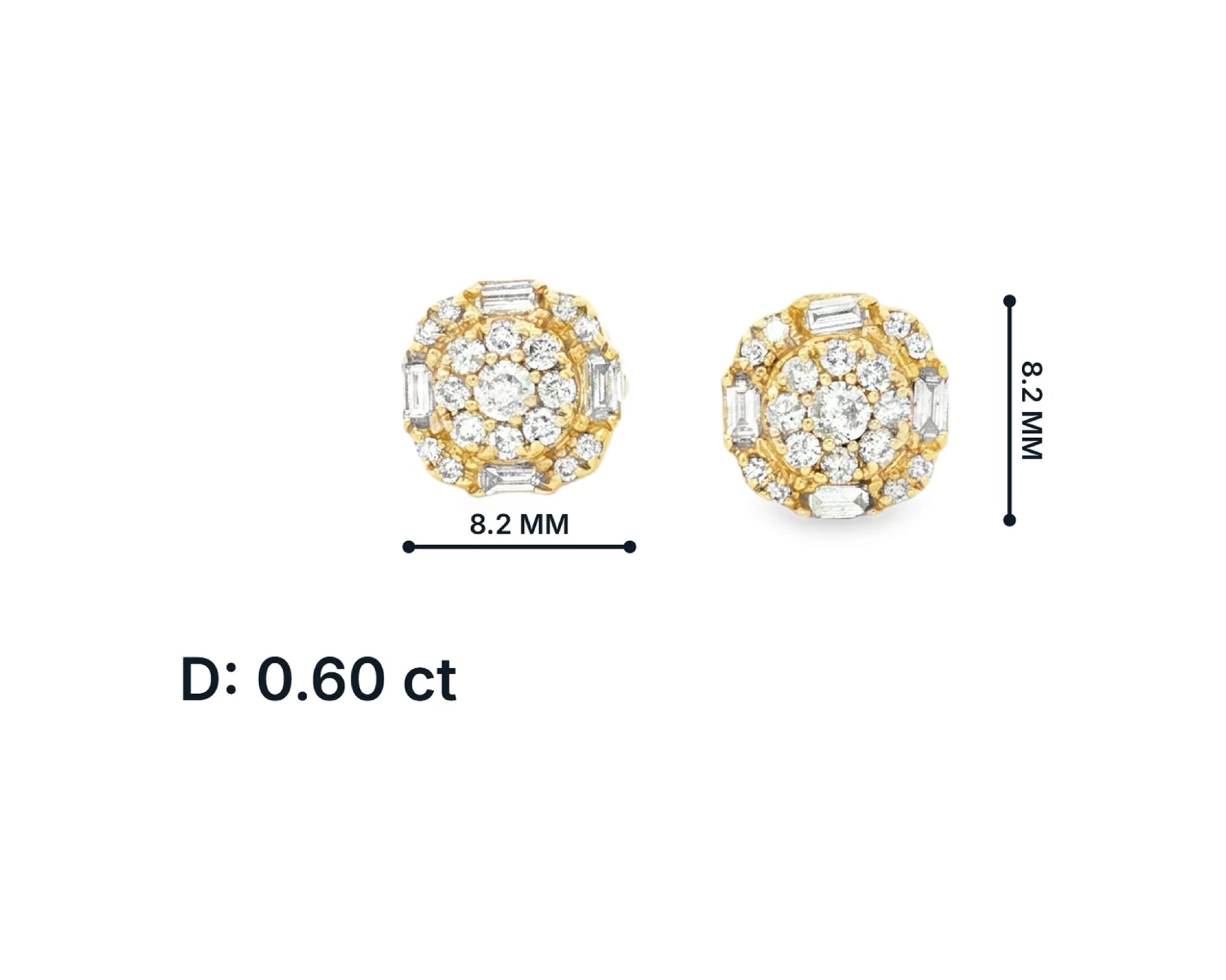10K Gold Natural Diamond Cluster Earrings Round Design 0.60 CT – front view