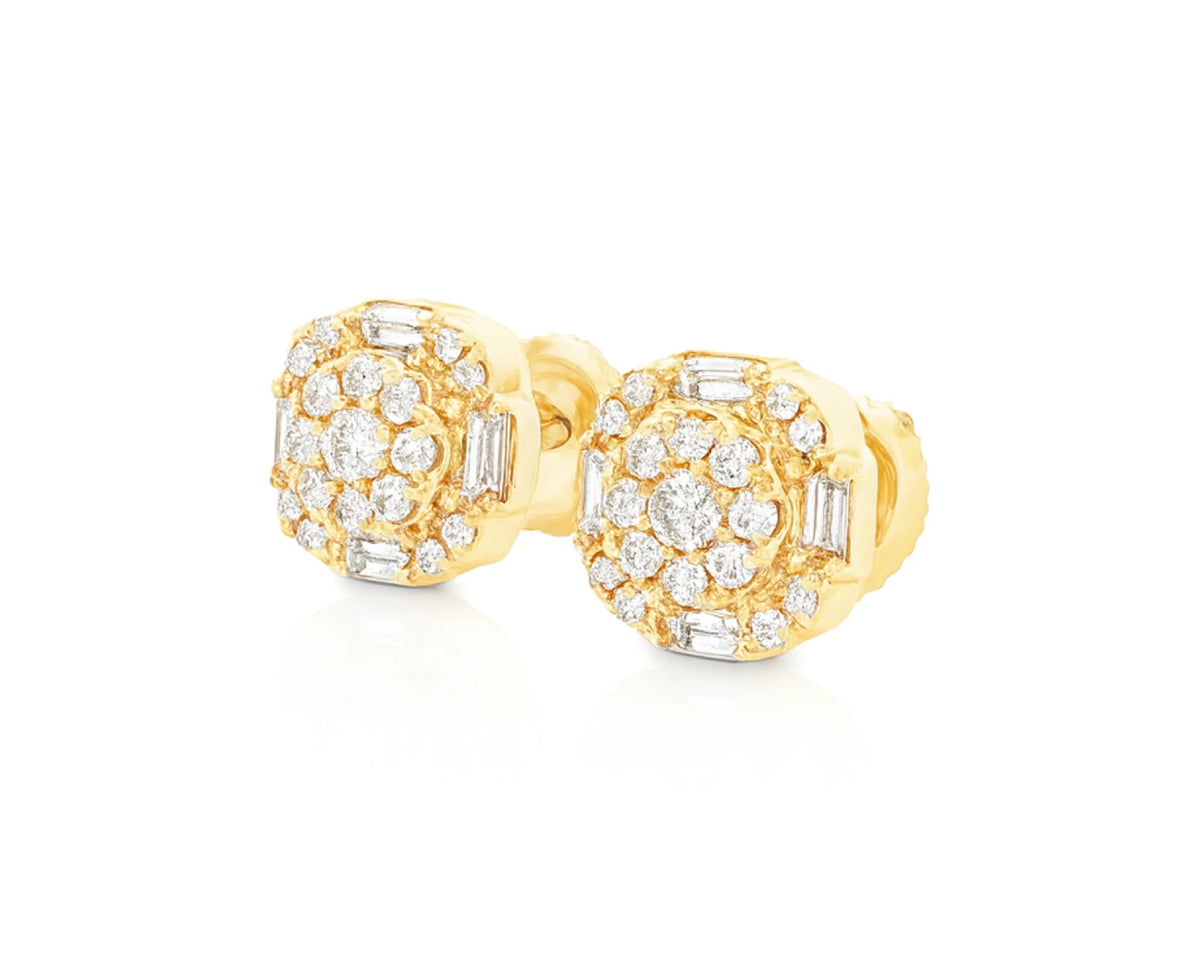 10K Gold Natural Diamond Cluster Earrings Round Design 0.60 CT – lifestyle 4870