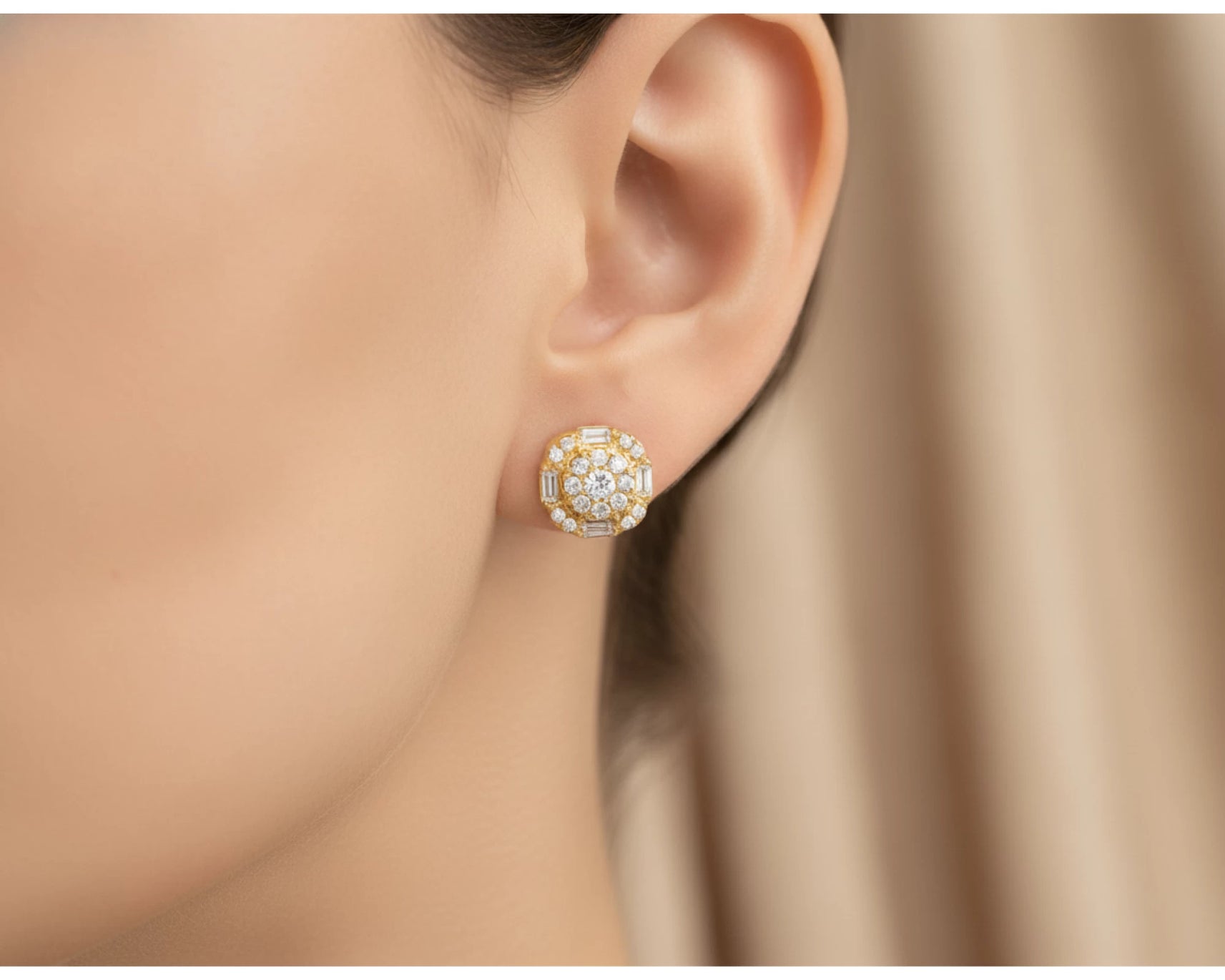 10K Gold Natural Diamond Cluster Earrings Round Design 0.60 CT – lifestyle 4878