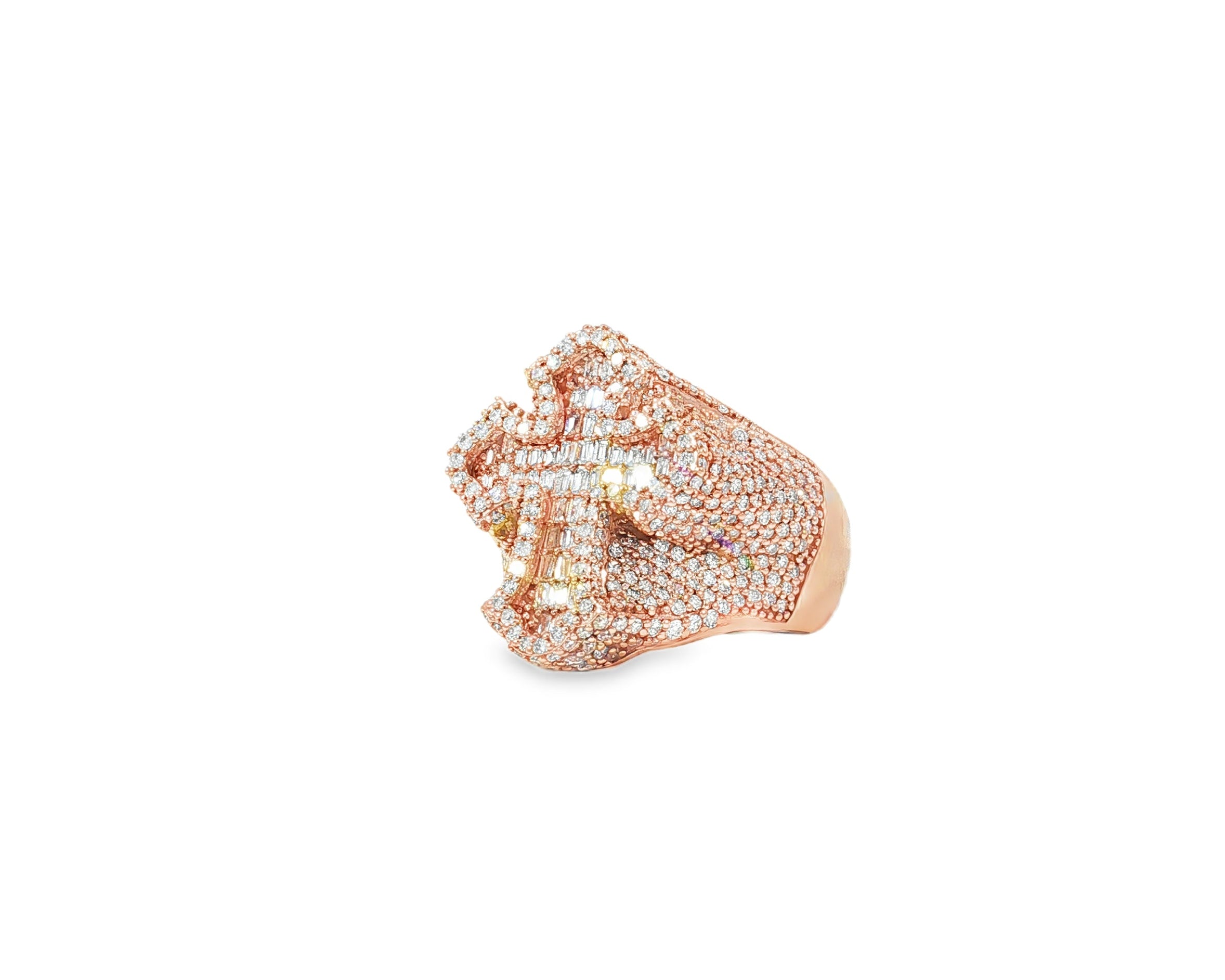 10k Gold Natural Diamond Cross Design Ring with Baguette & Round Accents 3.25ct - AVI THE JEWELER