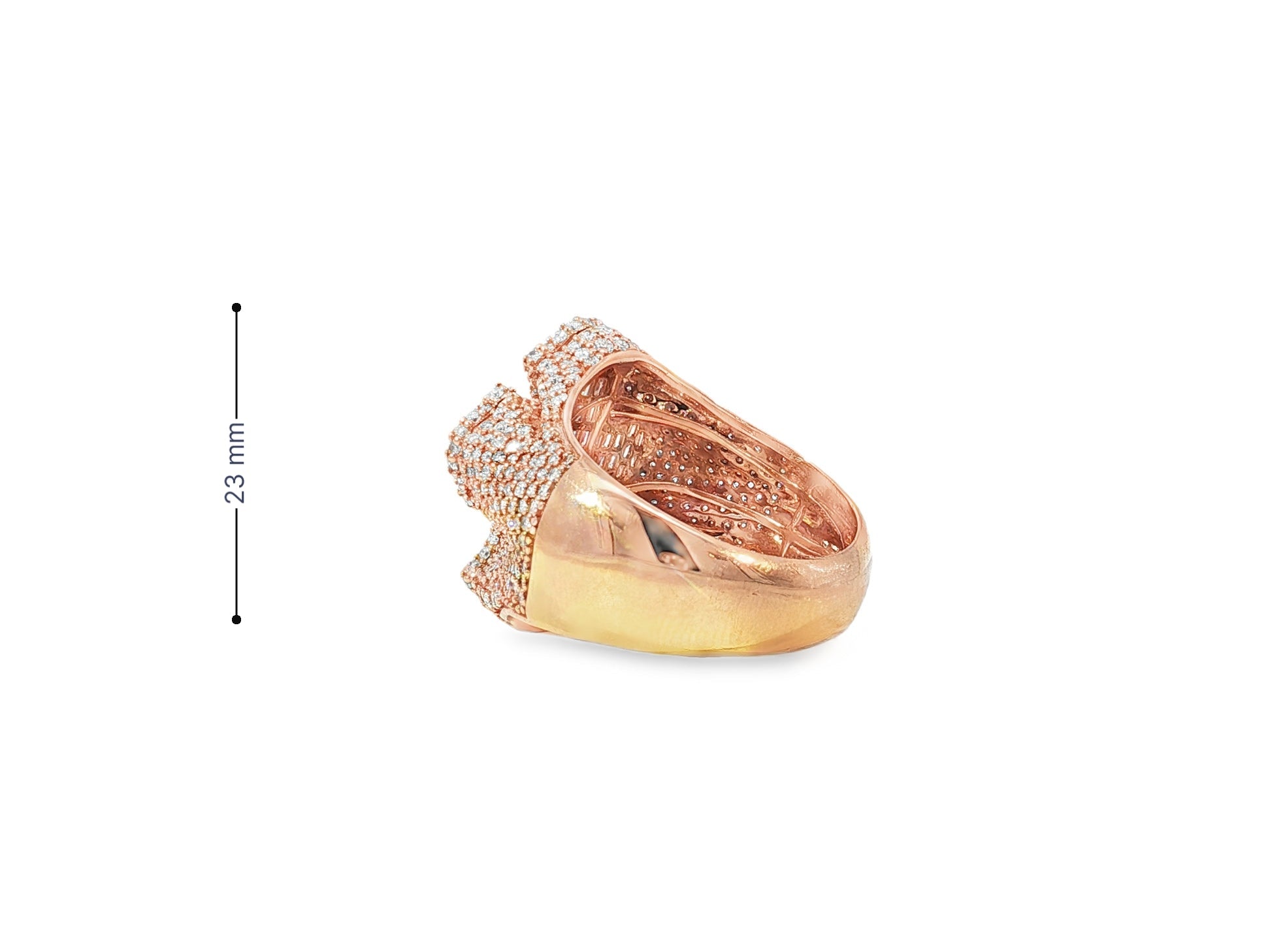 10k Gold Natural Diamond Cross Design Ring with Baguette & Round Accents 3.25ct - AVI THE JEWELER