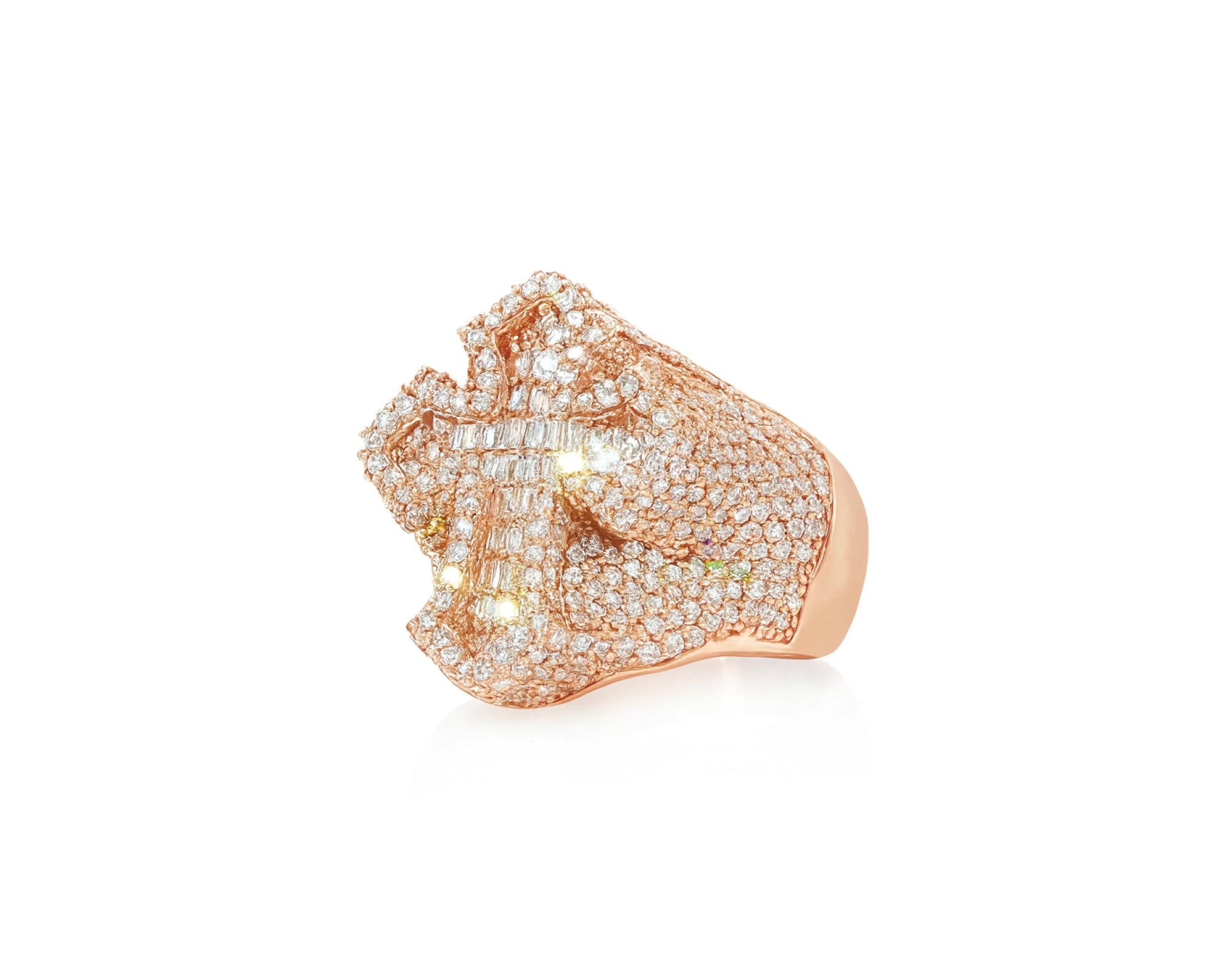 10k Gold Natural Diamond Cross Design Ring with Baguette & Round Accents 3.25ct – lifestyle 1391
