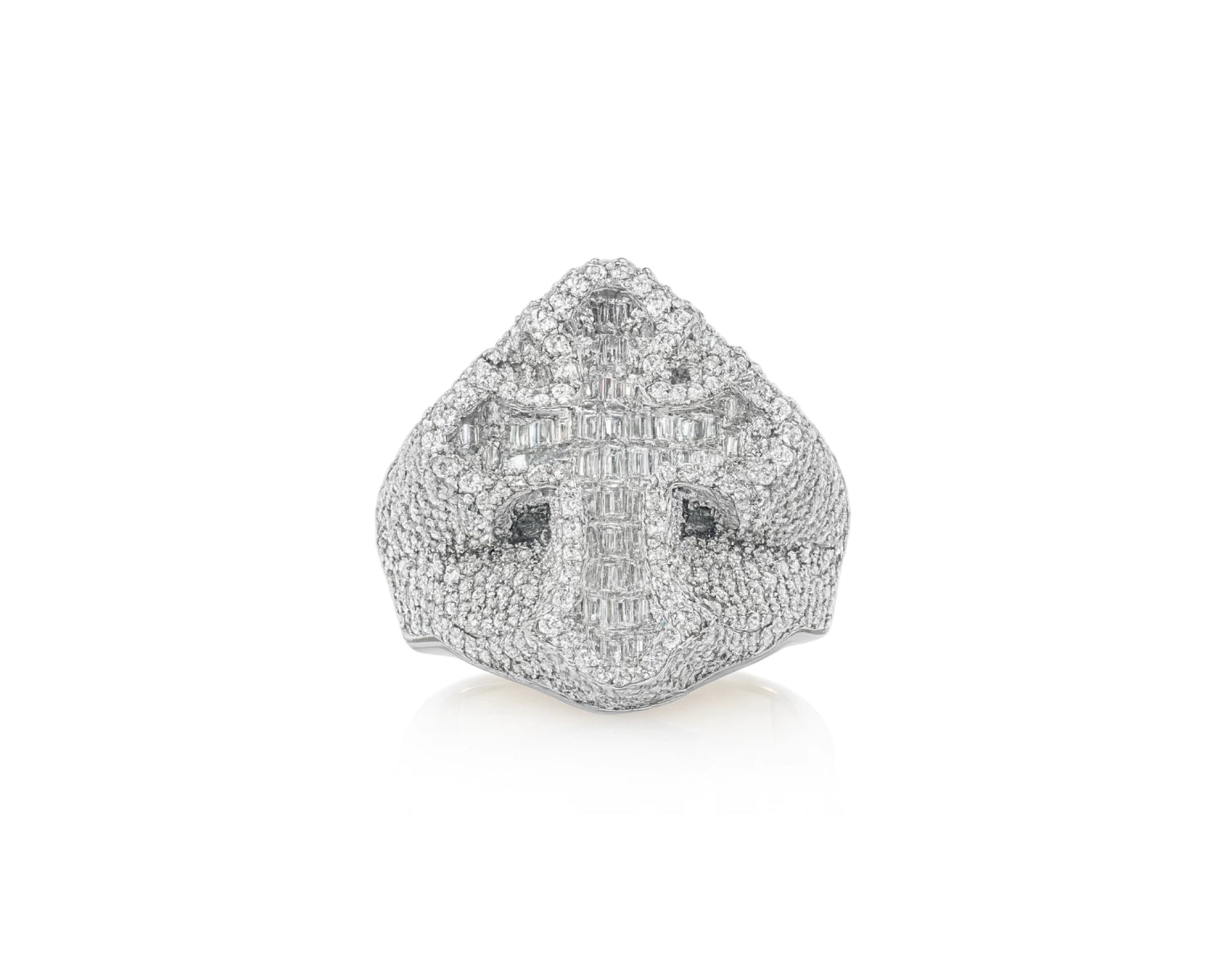 10k Gold Natural Diamond Cross Design Ring with Baguette & Round Accents 3.25ct – lifestyle 1412