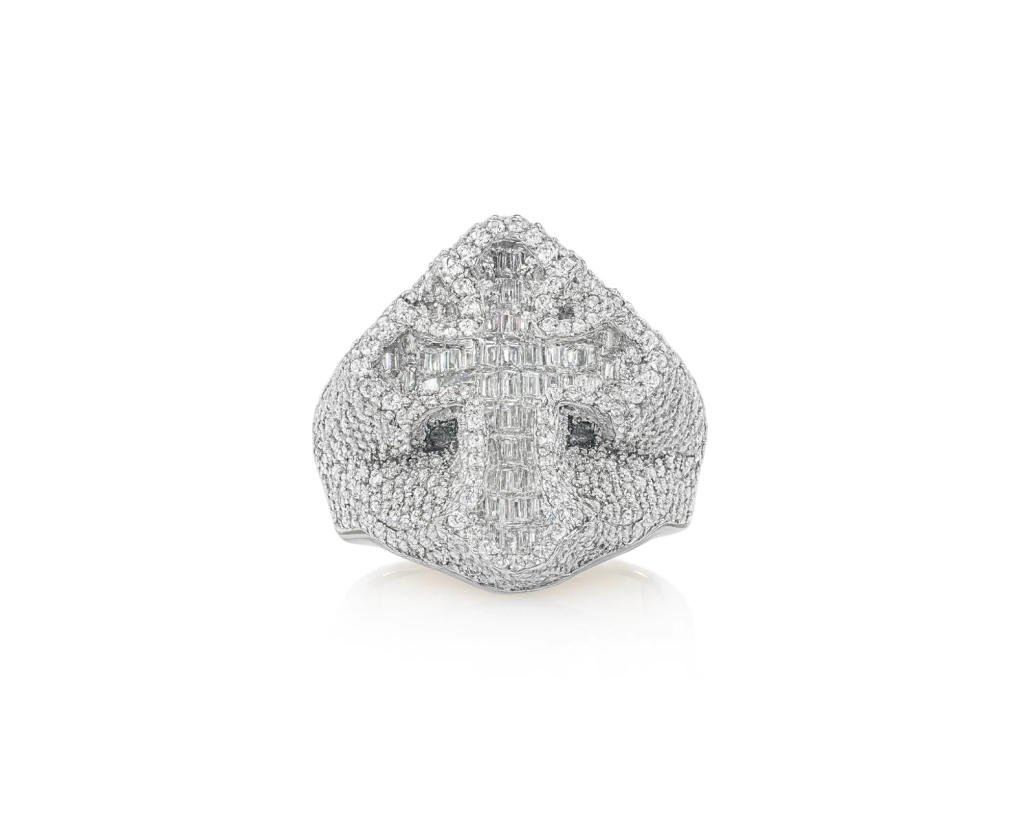 10k Gold Natural Diamond Cross Design Ring with Baguette & Round Accents 3.25ct – lifestyle 1412