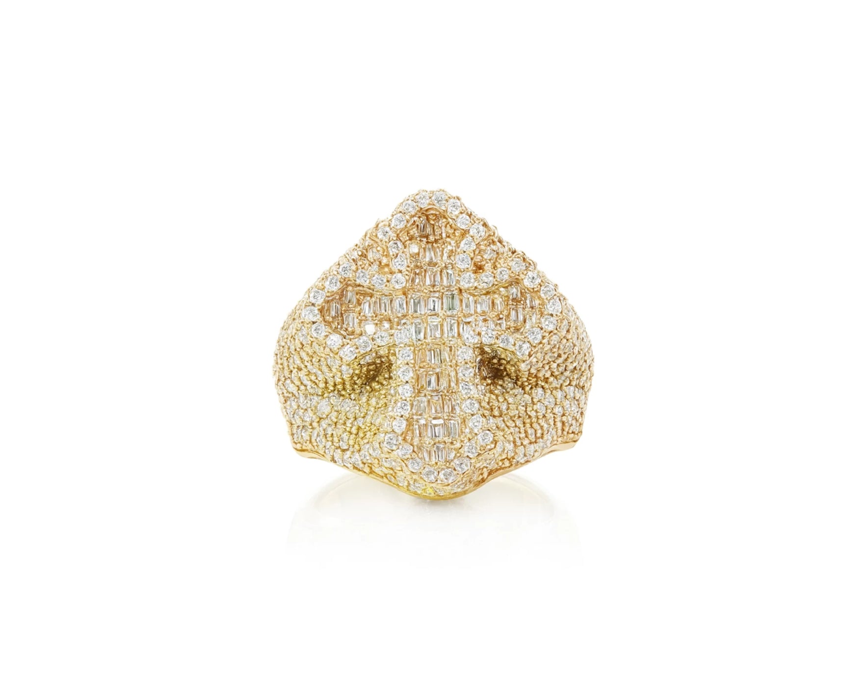 10k Gold Natural Diamond Cross Design Ring with Baguette & Round Accents 3.25ct – lifestyle 1413