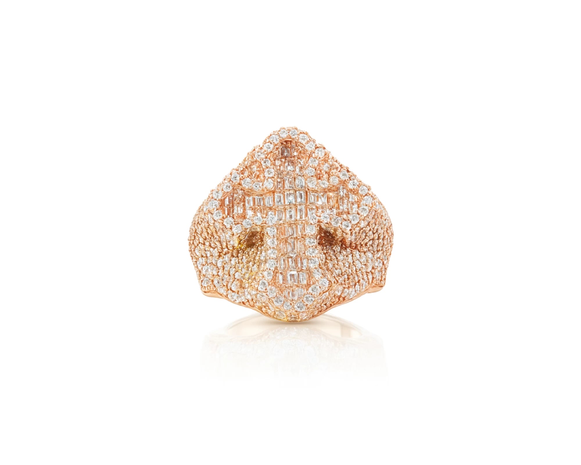 10k Gold Natural Diamond Cross Design Ring with Baguette & Round Accents 3.25ct – lifestyle 1414