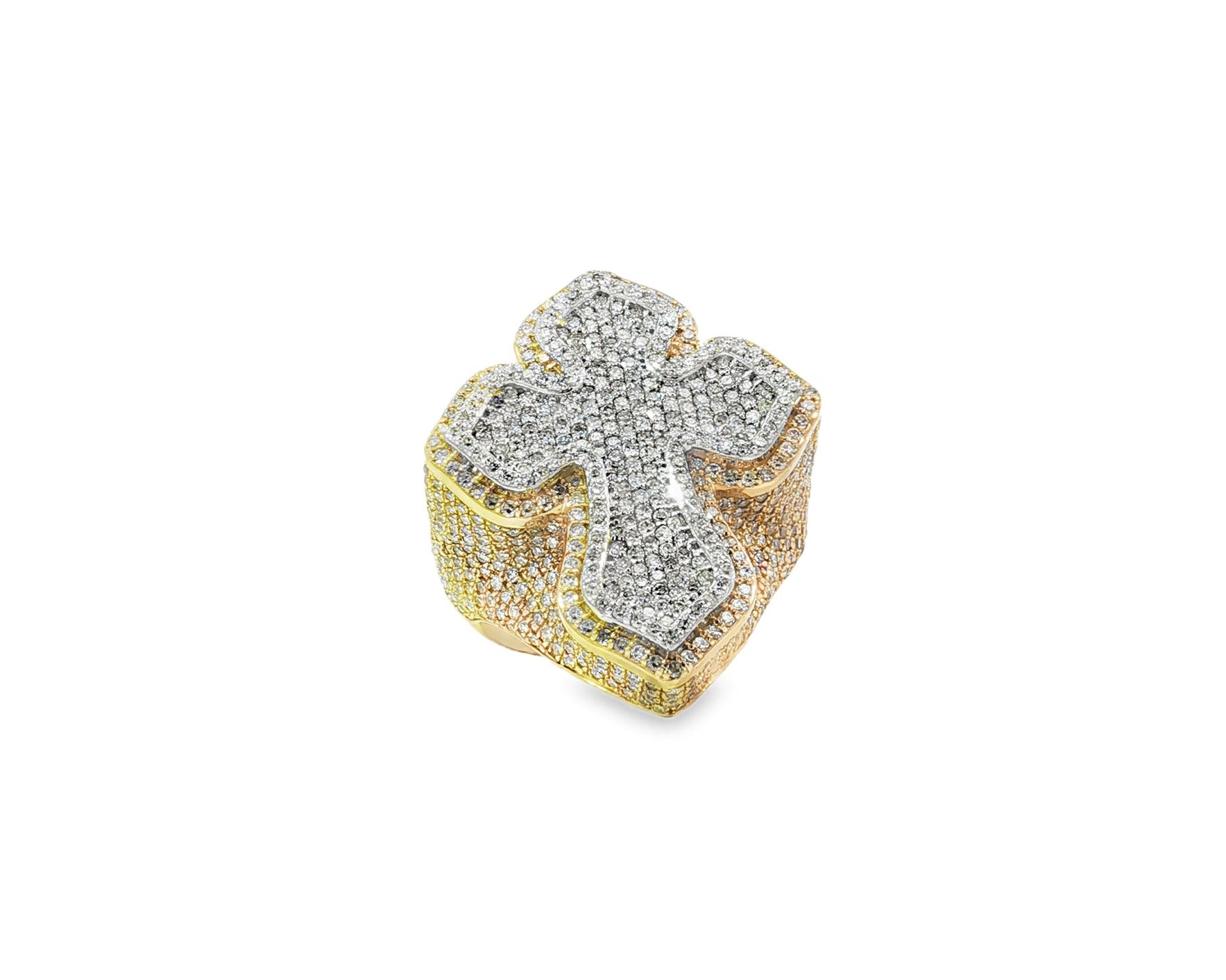 10k Gold Natural Diamond Cross - Shape Ring 4.15ct - AVI THE JEWELER