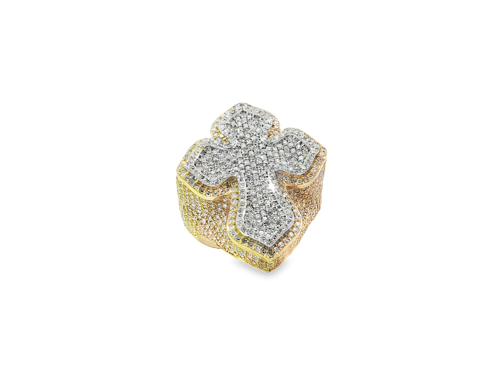 10k Gold Natural Diamond Cross - Shape Ring 4.15ct - AVI THE JEWELER