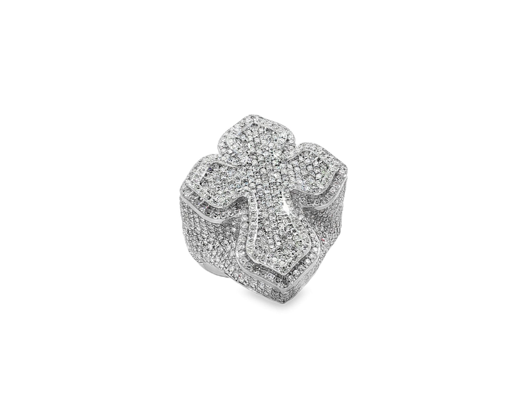 10k Gold Natural Diamond Cross - Shape Ring 4.15ct - AVI THE JEWELER