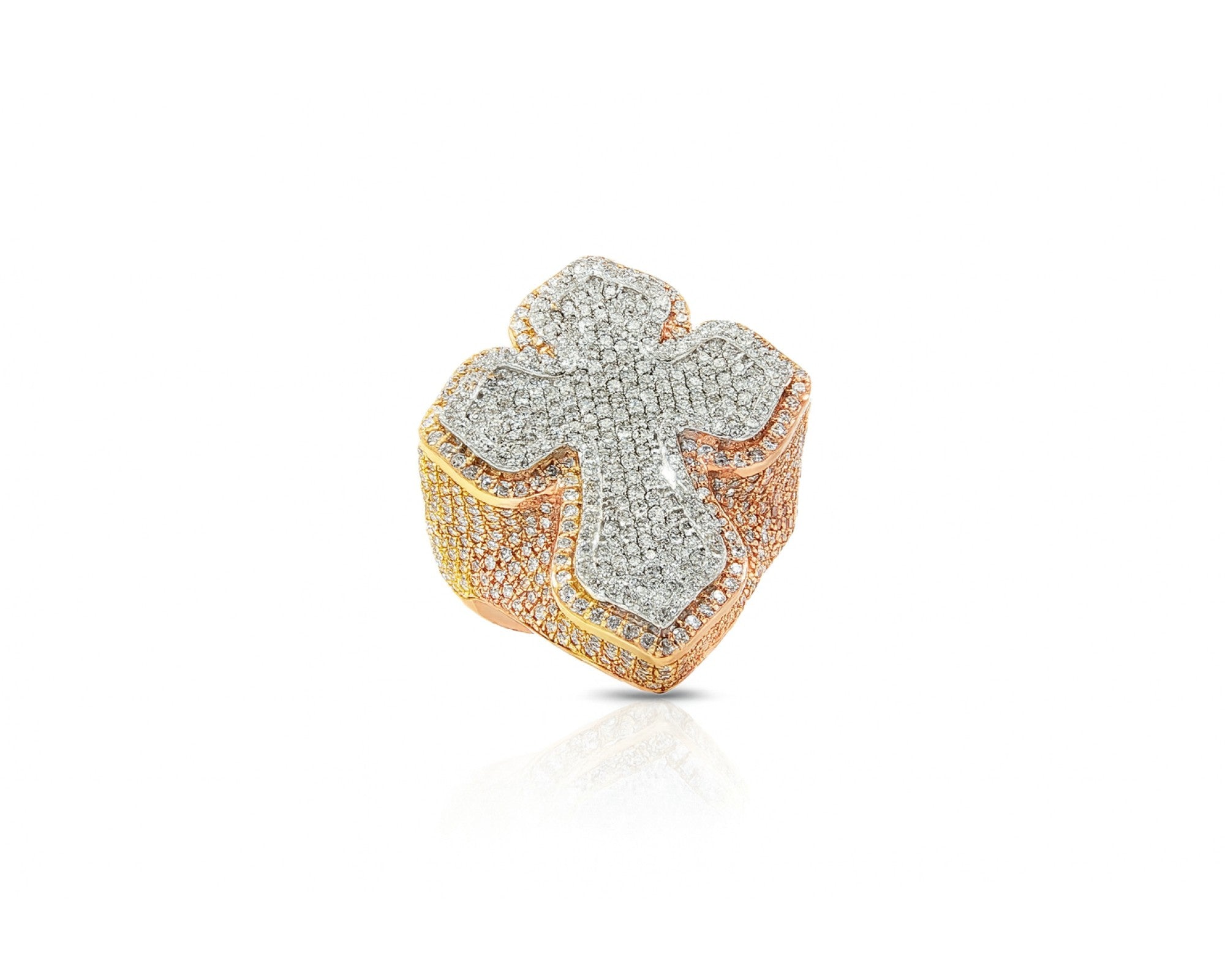 10k Gold Natural Diamond Cross-Shape Ring 4.15ct – lifestyle 1378