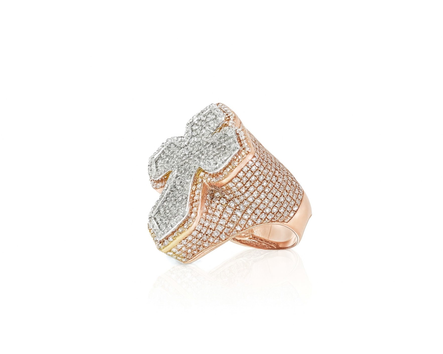 10k Gold Natural Diamond Cross-Shape Ring 4.15ct – lifestyle 1379