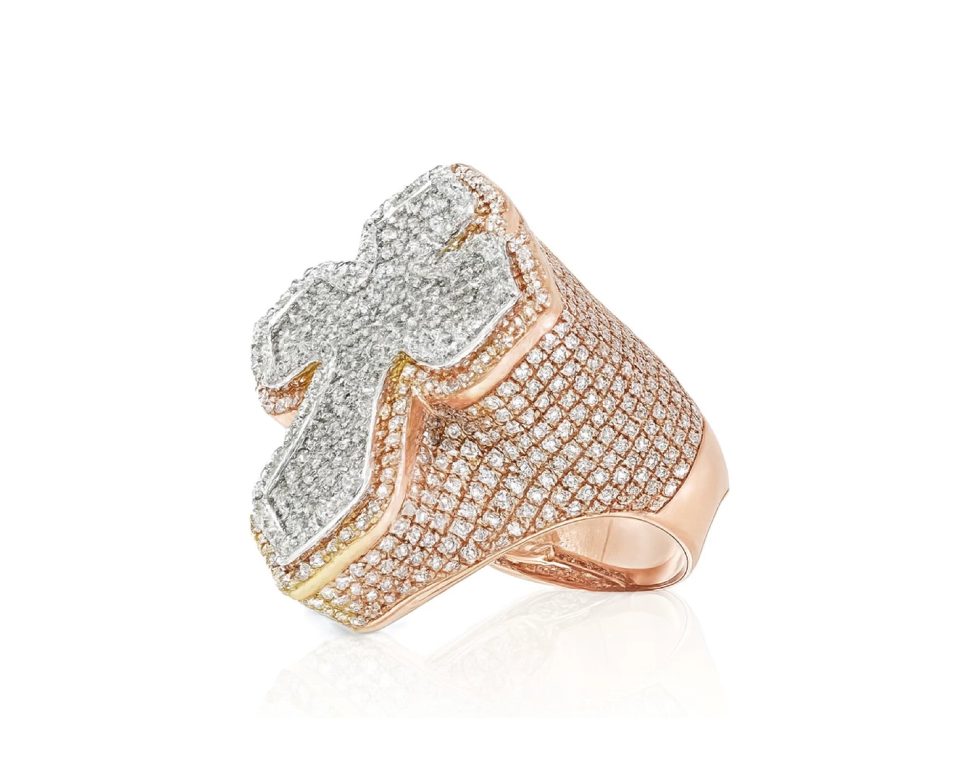 10k Gold Natural Diamond Cross-Shape Ring 4.15ct – lifestyle 1379